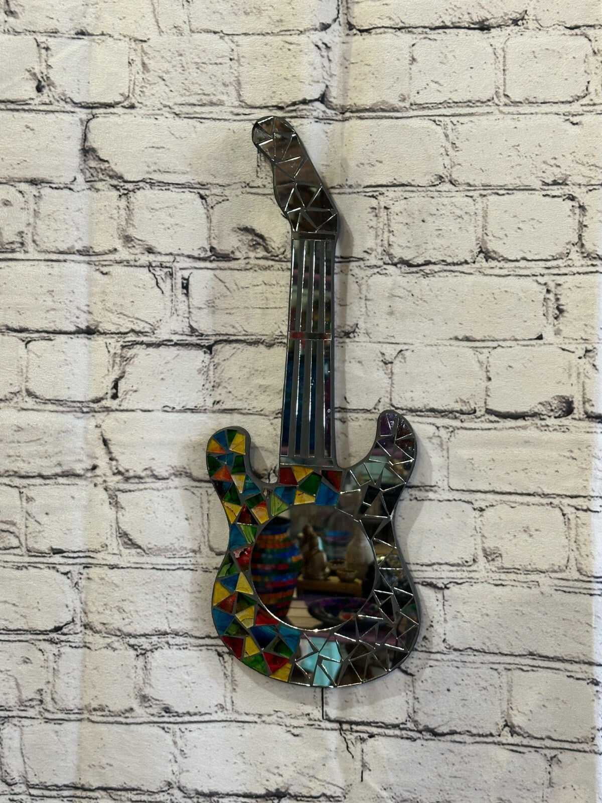 Rainbow Guitar Mosaic Tile Wall Mirror 40cm x 15cm 16 Inches Handmade New2