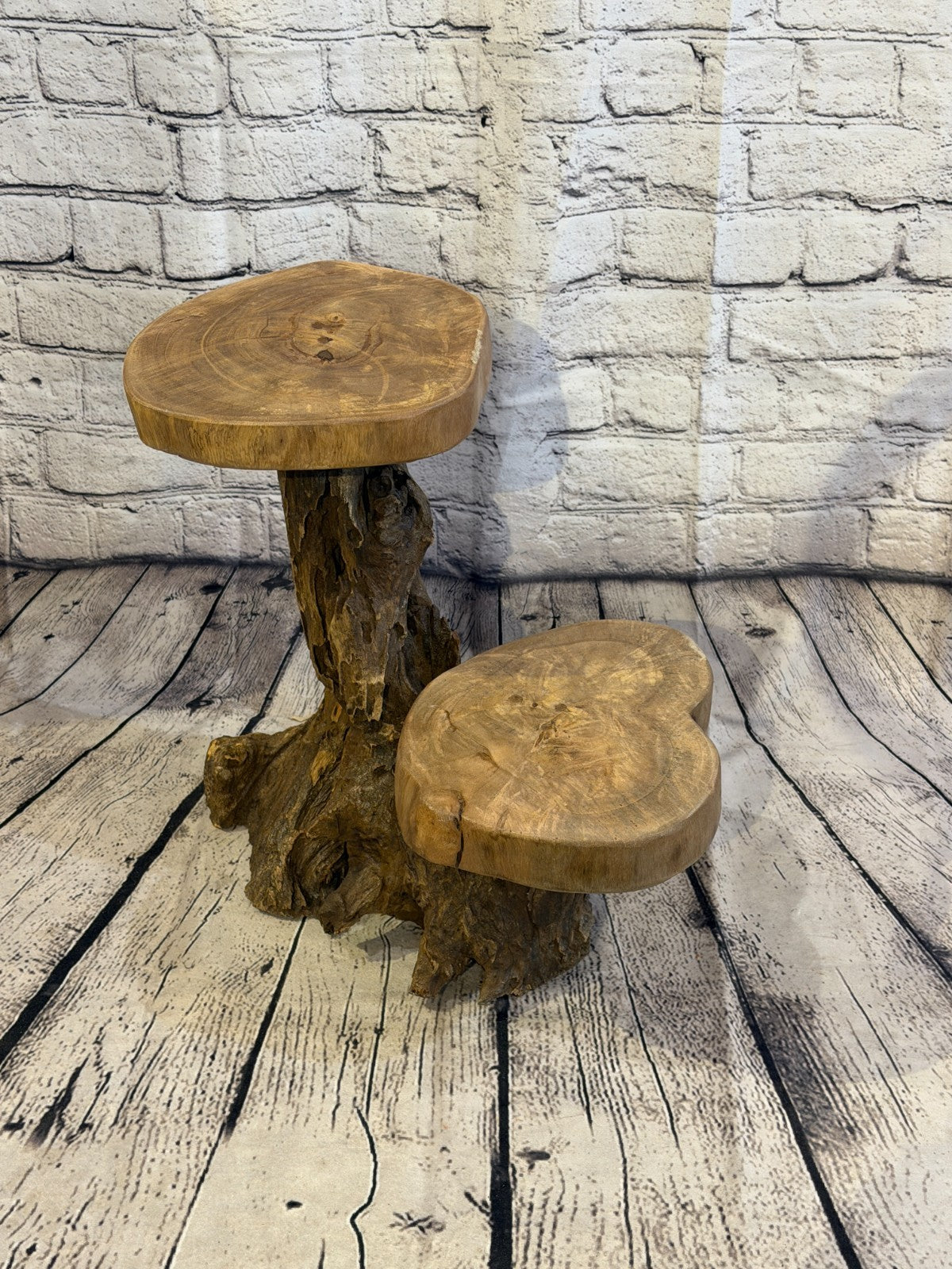 40cm x 40cm Double Wooden Coffee Root Sculpture Garden Teak Root Ornament Carved1