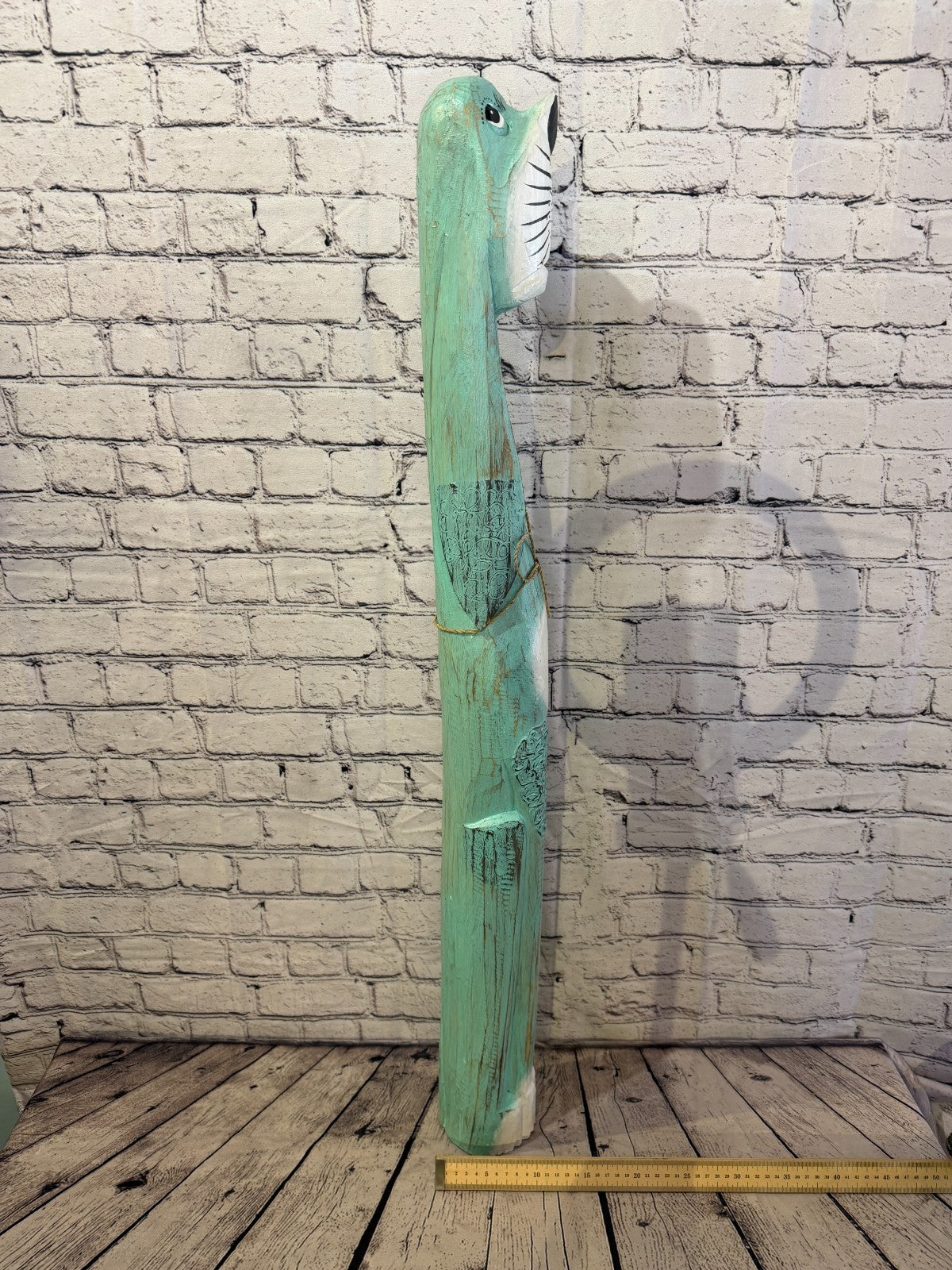 100cm Green Teal Wooden Shabby Dog Statue Ornament Fair Trade Handcarved7