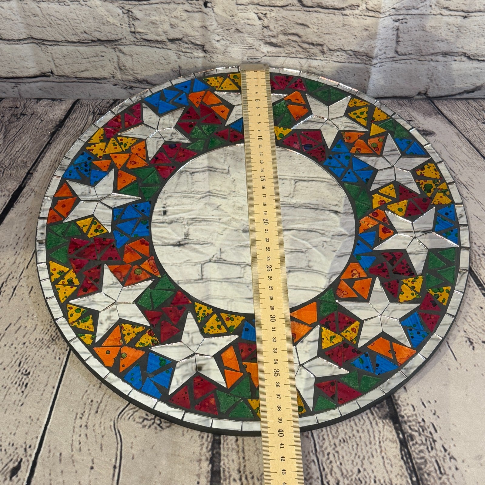 Rainbow Star Black Mosaic Tile Wall Mirror 40cm x 40cm 16 Inches Handmade4