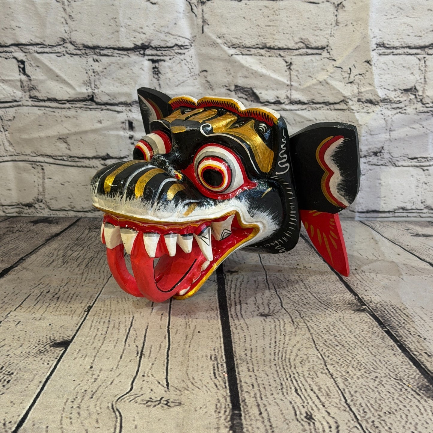 20cm Naga Basukih Black Dragon Hindu Deity Wooden Hand Carved Mask Painted2