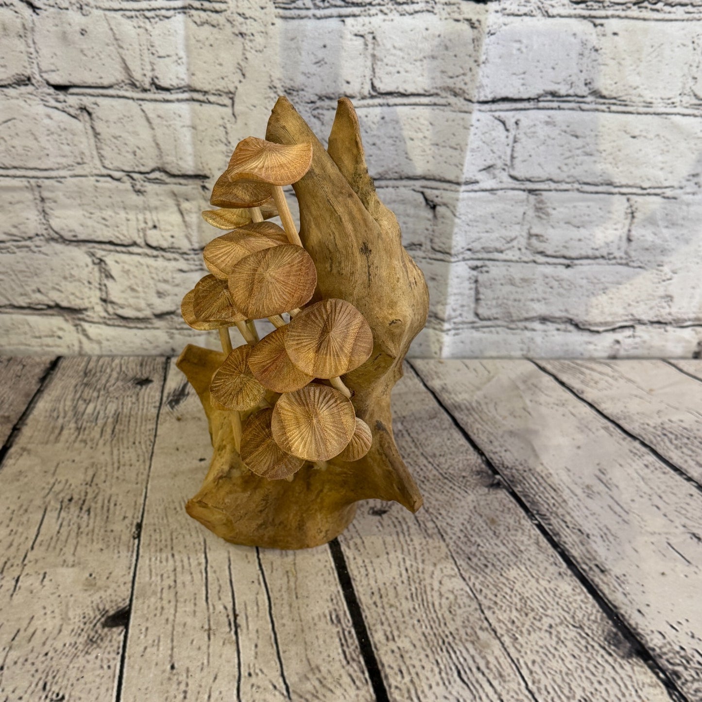 25cm Cluster Plain Mushroom Parasite Ornament Natural Carving Fairtrade Wooden1