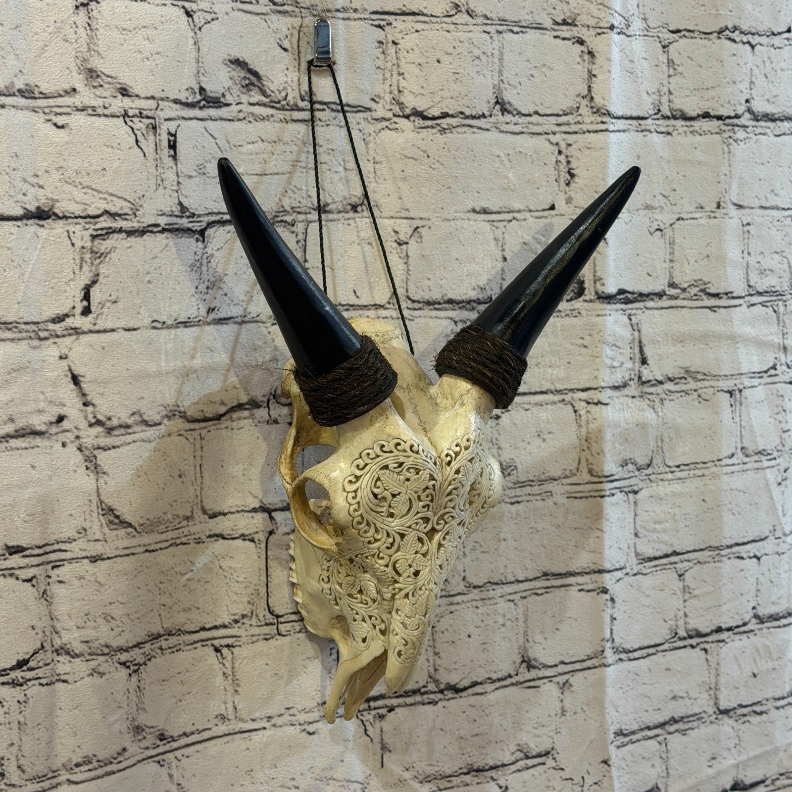 30cm Carved Buffalo Ram Wild Replica Skulls Wall Hanging Carved Stand Design 20