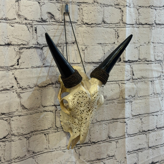 30cm Carved Buffalo Ram Wild Replica Skulls Wall Hanging Carved Stand Design 20