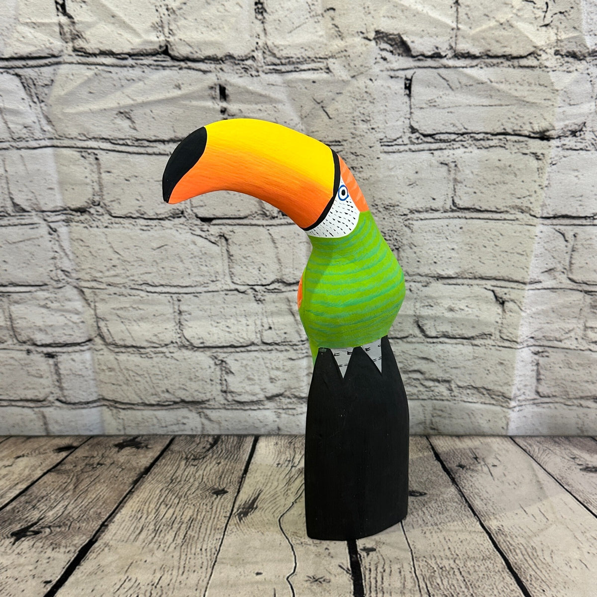 30cm Green Toucan Bird Ornament Statue Fair Trade Hand Made Carved Wood1