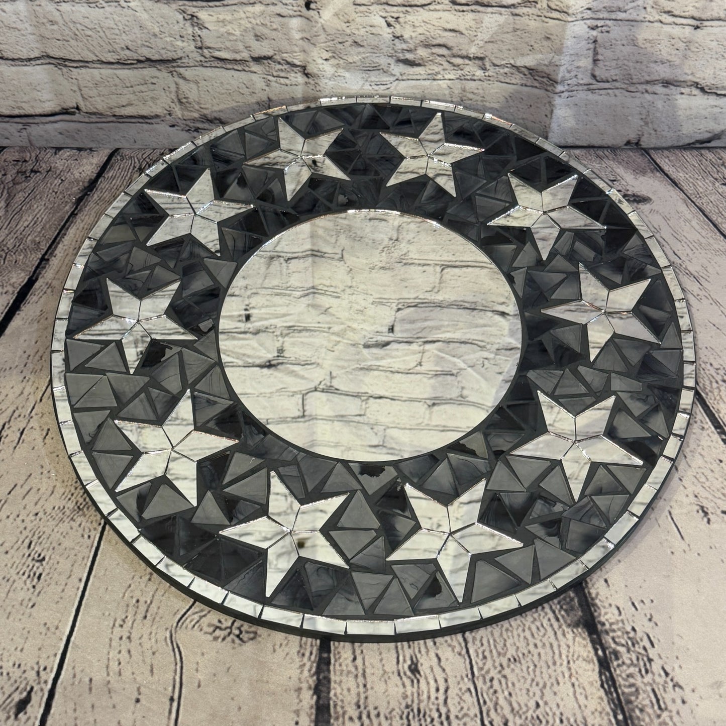 Grey Black Star Black Mosaic Tile Wall Mirror 40cm x 40cm 16 Inches Handmade2