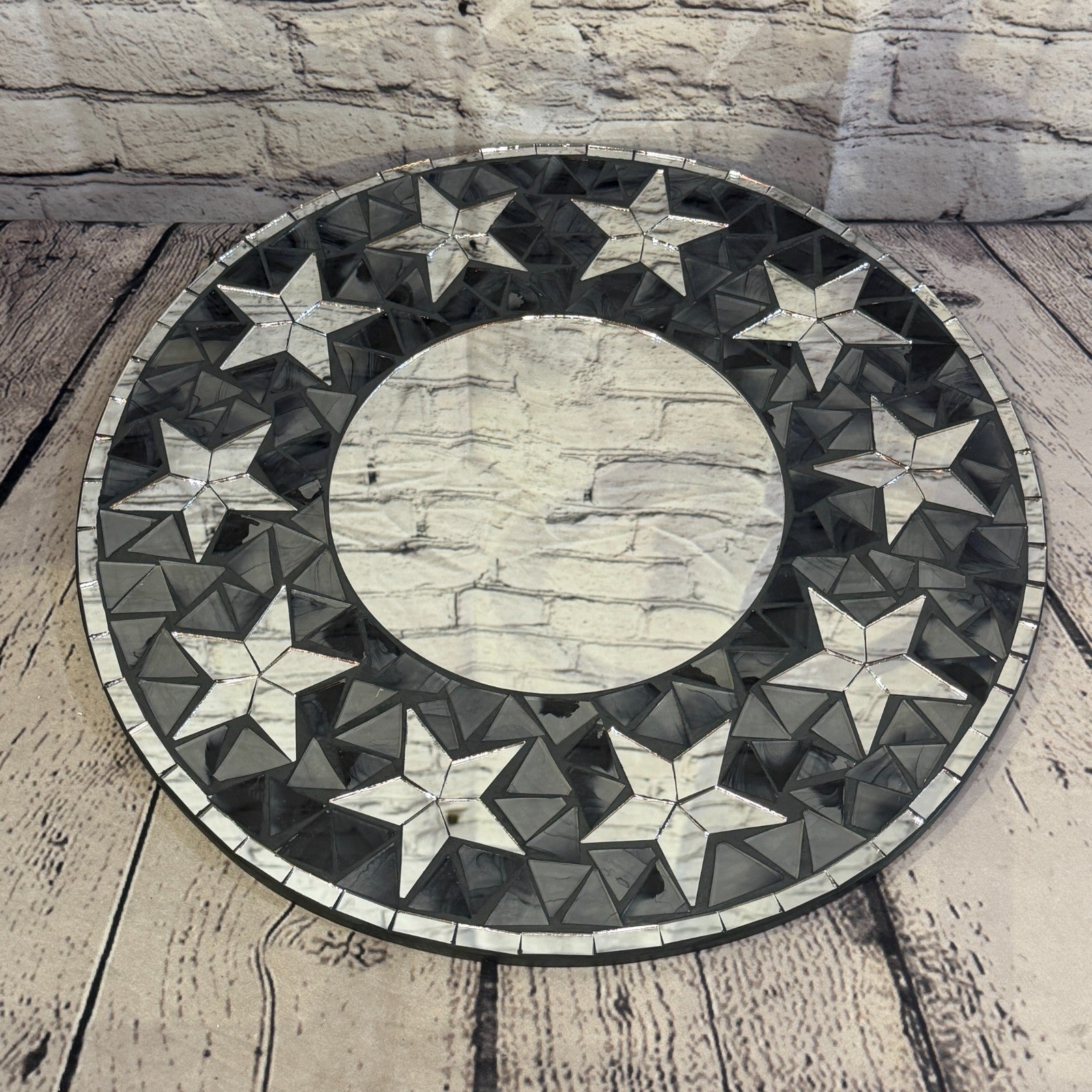 Grey Black Star Black Mosaic Tile Wall Mirror 40cm x 40cm 16 Inches Handmade2