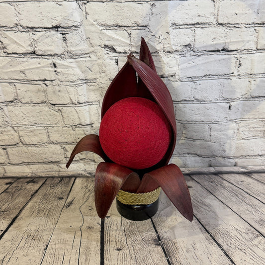 Red Light Red Natural 40cm Tall Leaf Lamp Twist LED UK Mains Plug Design 50