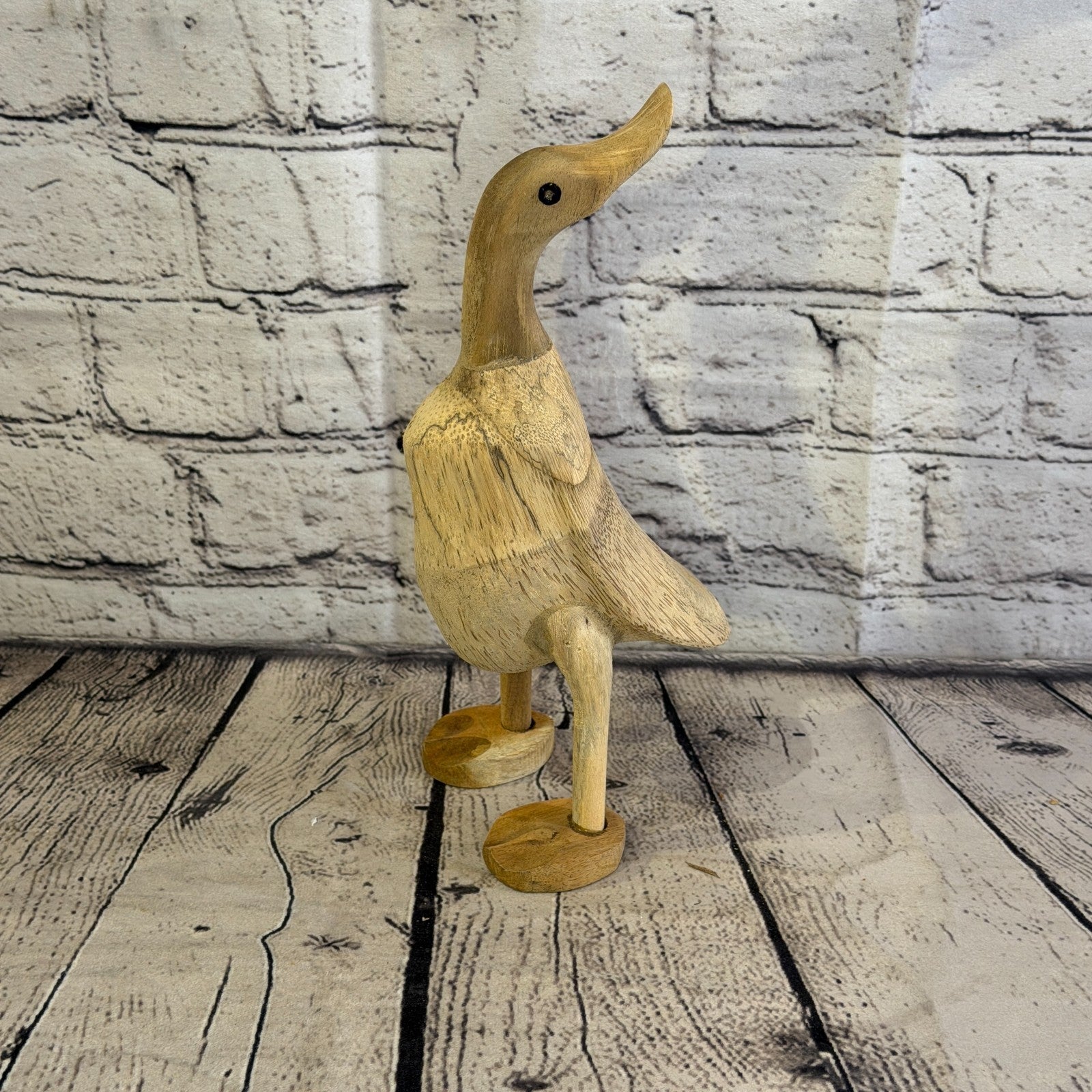 Looking Back 25cm Tall Wooden Smooth Duckling Baby Duck Bamboo Root Fairtrade3