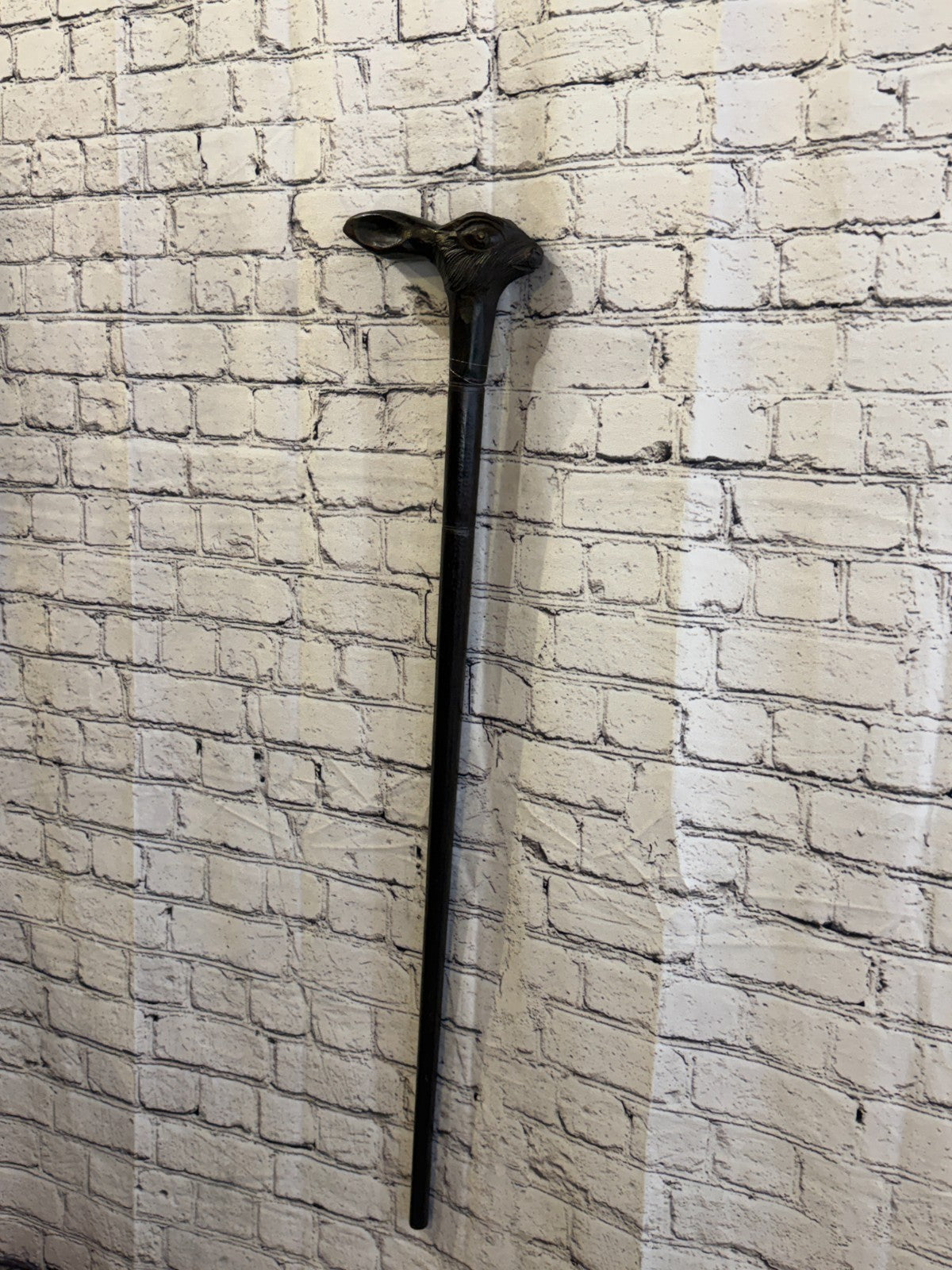 Rabbit Hare Head 90cm Tribal African Walking Stick Cane Hand Carved Dark Wood2