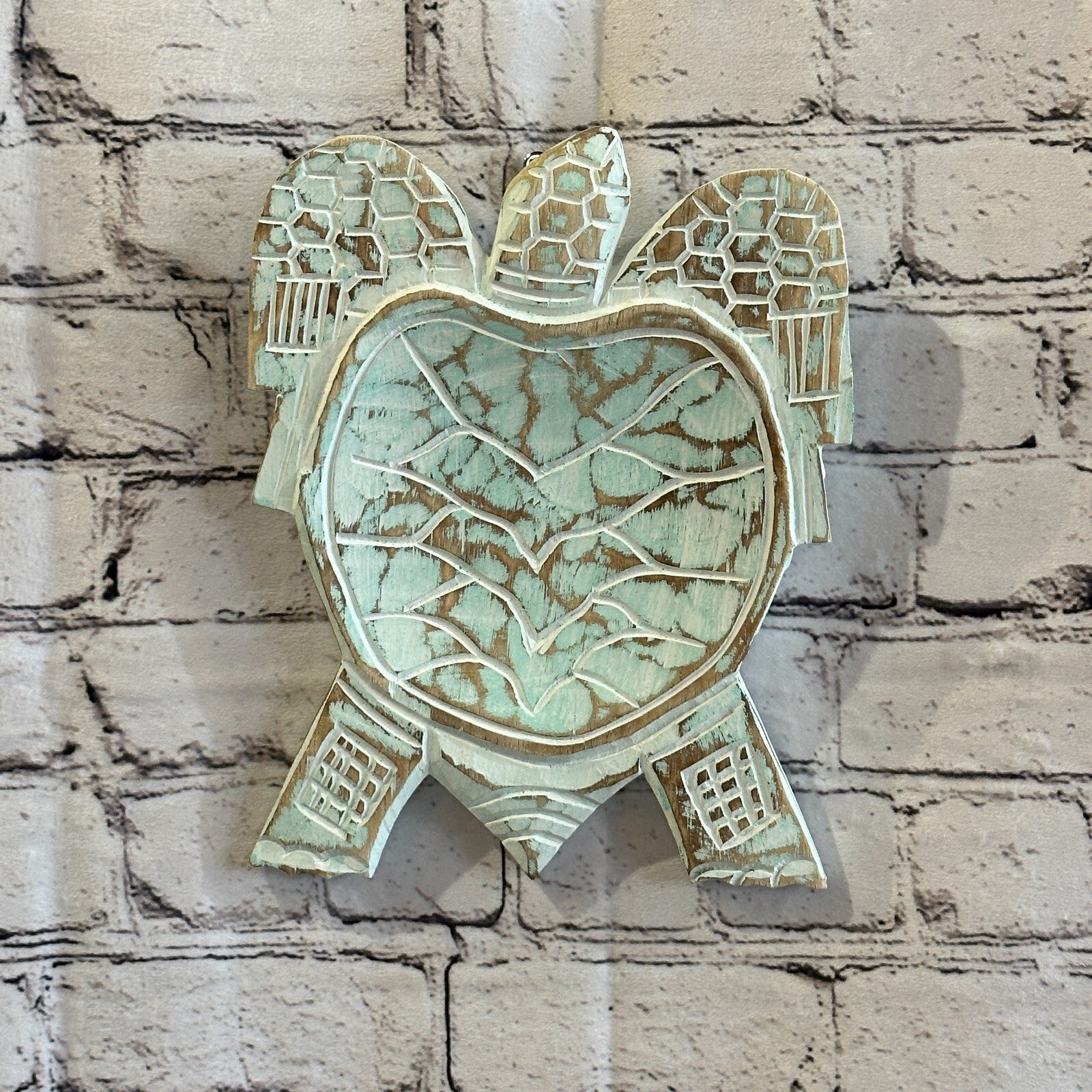 25cm Blue Sea Turtle Bowl Trinket Dish Decoration Designer Mask Wooden Handmade3