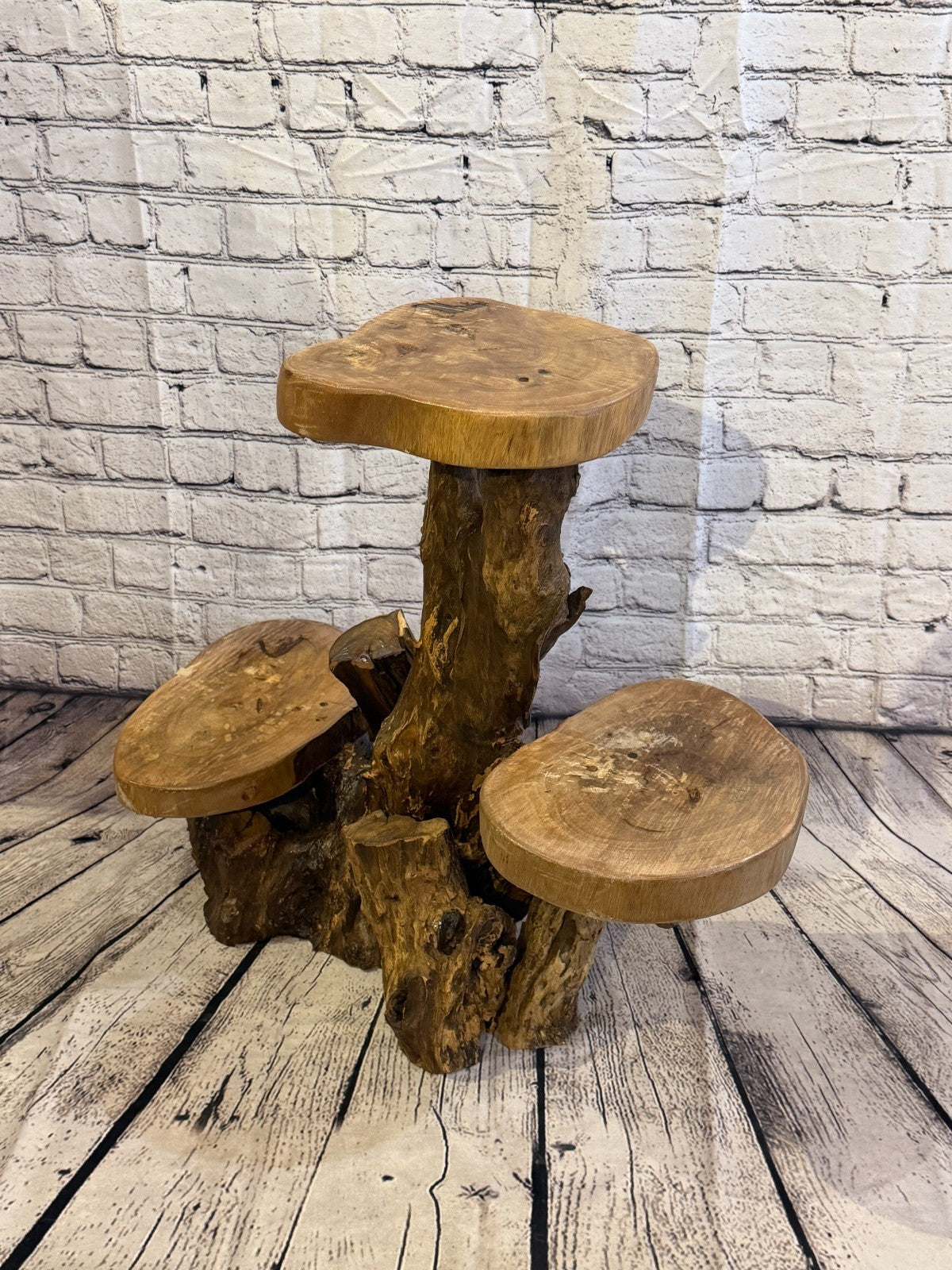 60cm x 60cm Triple Wooden Coffee Root Sculpture Garden Teak Root Ornament Carved1