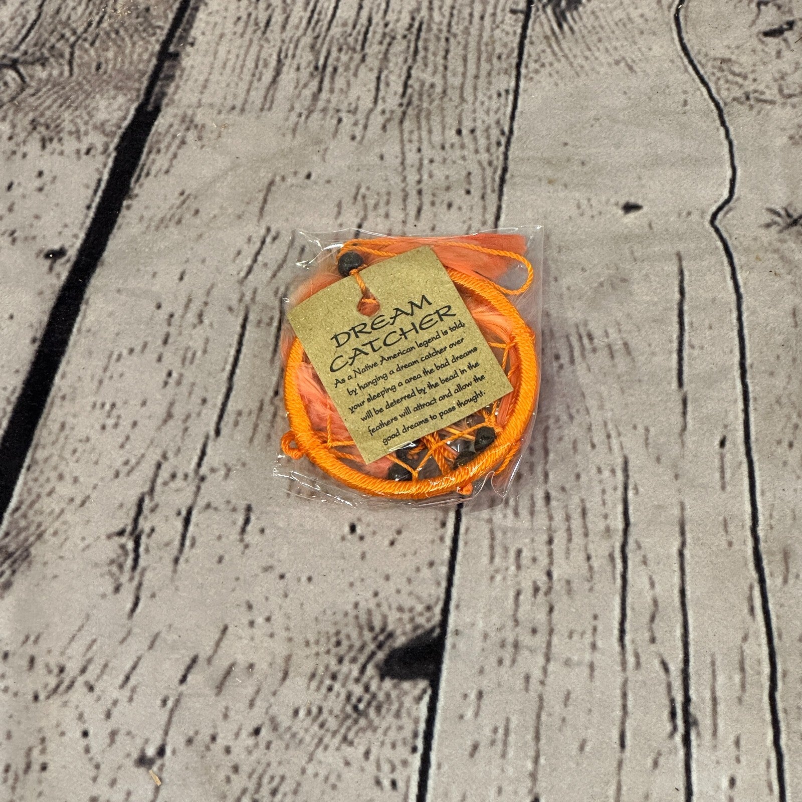 Orange Naturals Handmade Dream Catcher Feather Beads Ring For Home Car Décor1