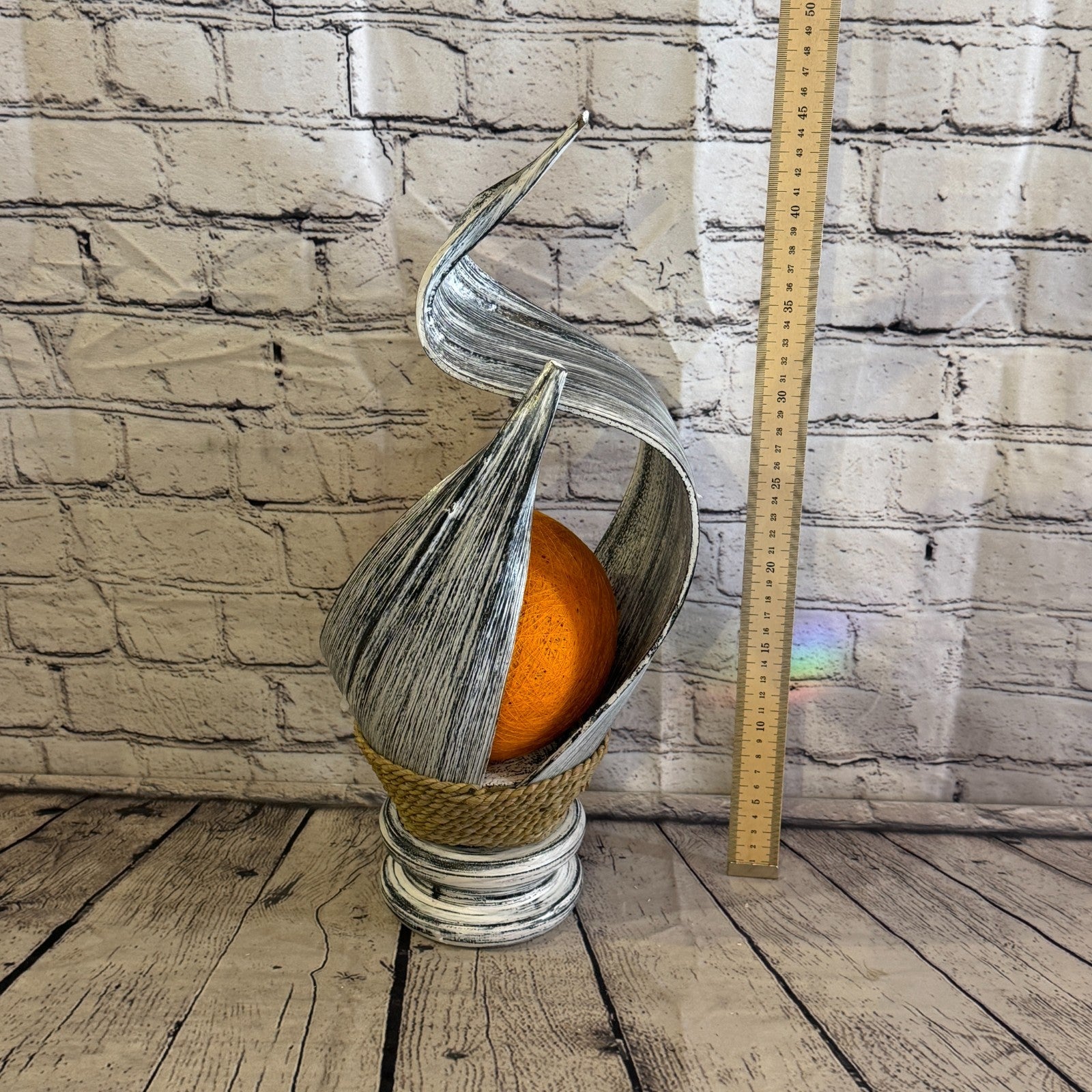 Orange Light Silver Natural 45cm Tall Leaf Lamp Twist LED UK Mains Plug Desig 124