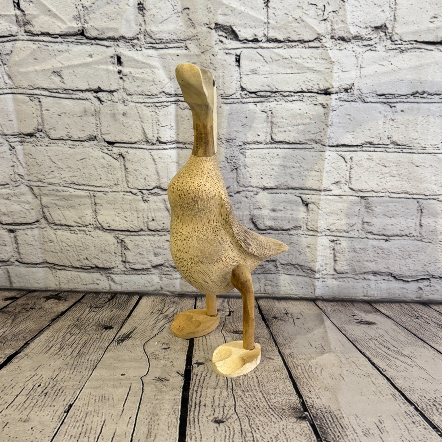 Looking Left 30cm Tall Wooden Smooth Duckling Baby Duck Bamboo Root Fairtrade2