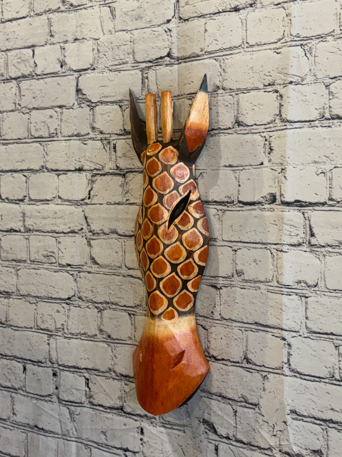 50cm Giraffe Plain Hand Carved Fair Trade Wooden Animal Wall Art Wall Hang Mask1
