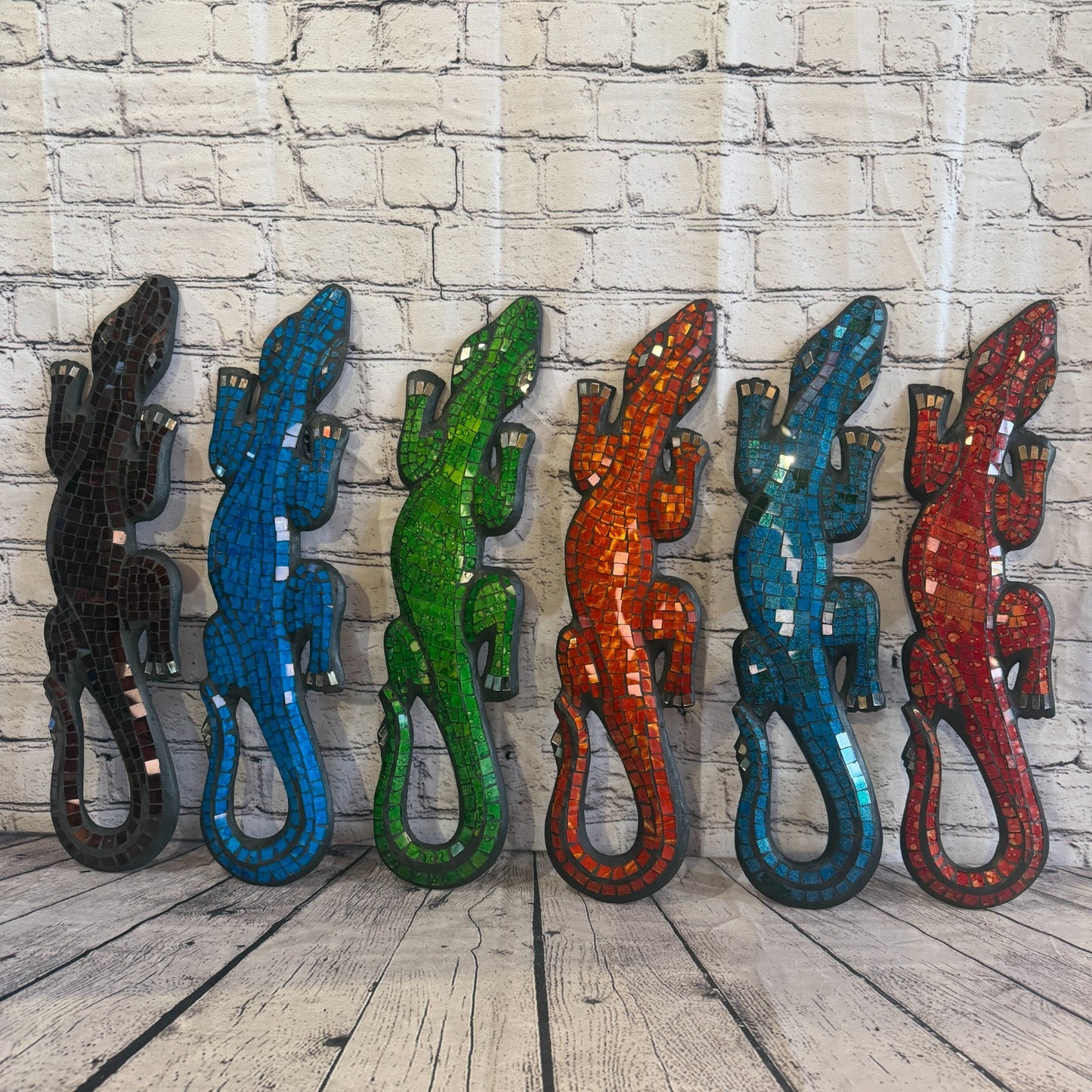 50cm Gecko Red Mosaic Wall Hanging Wooden Ornaments Wood Carving6