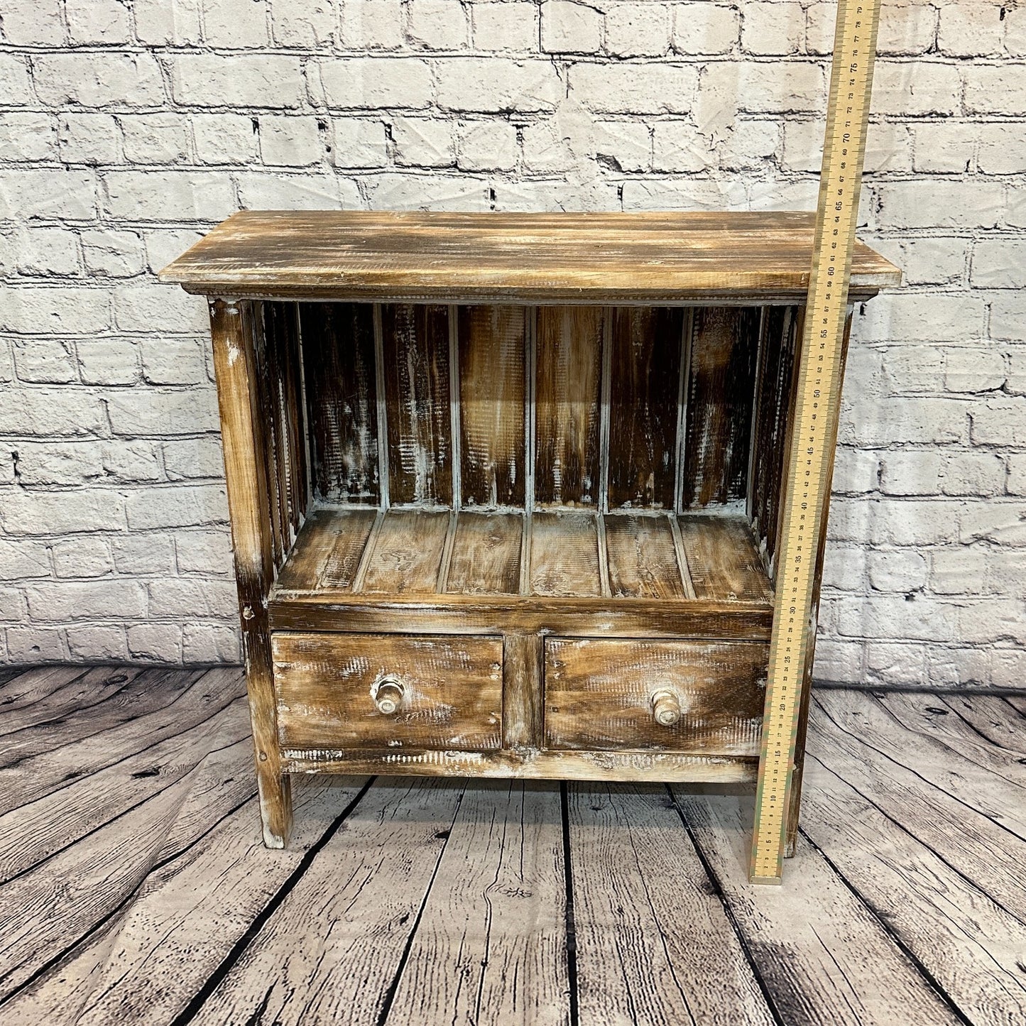 60cm x 60cm Brown 2 Draw Wooden Side Cabinet Living Hallway Storage Furniture5
