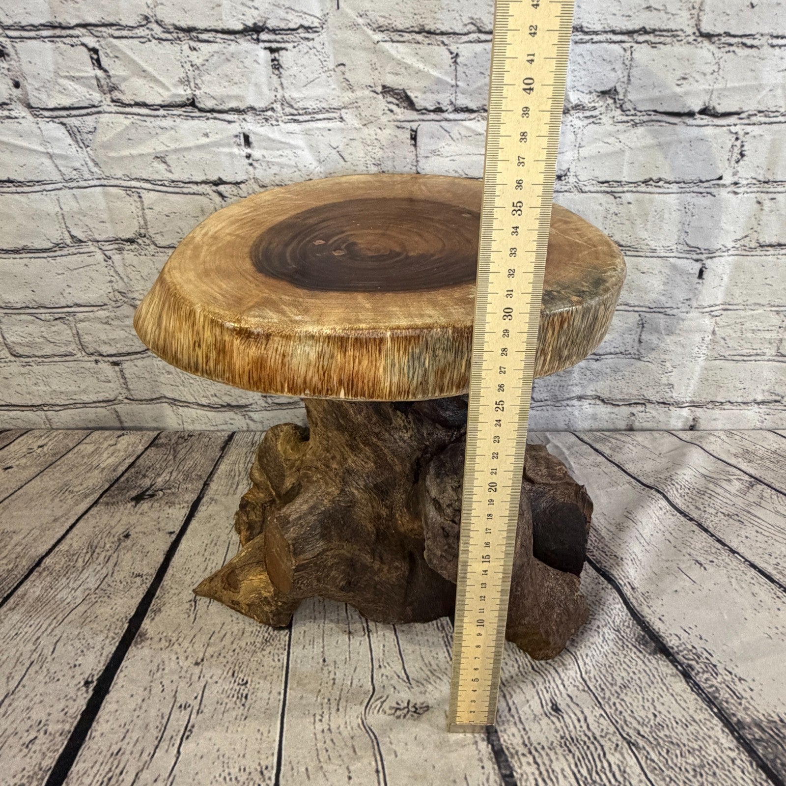 30cm x 25cm Wooden Coffee Root Sculpture Garden Teak Root Ornament Carved No 84