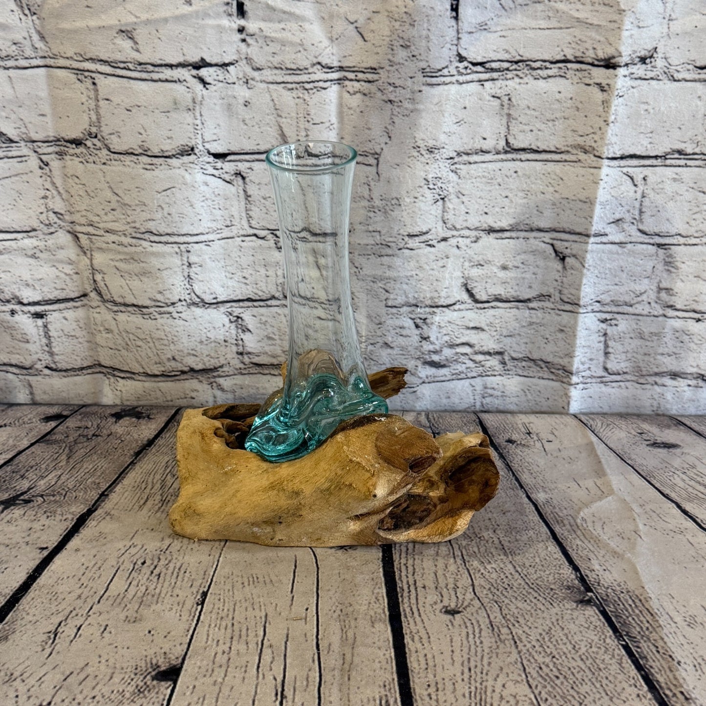 25cm Tall Vase Colour Melted Glass Wood Decorative Vase Glass Sculpture Crafted2
