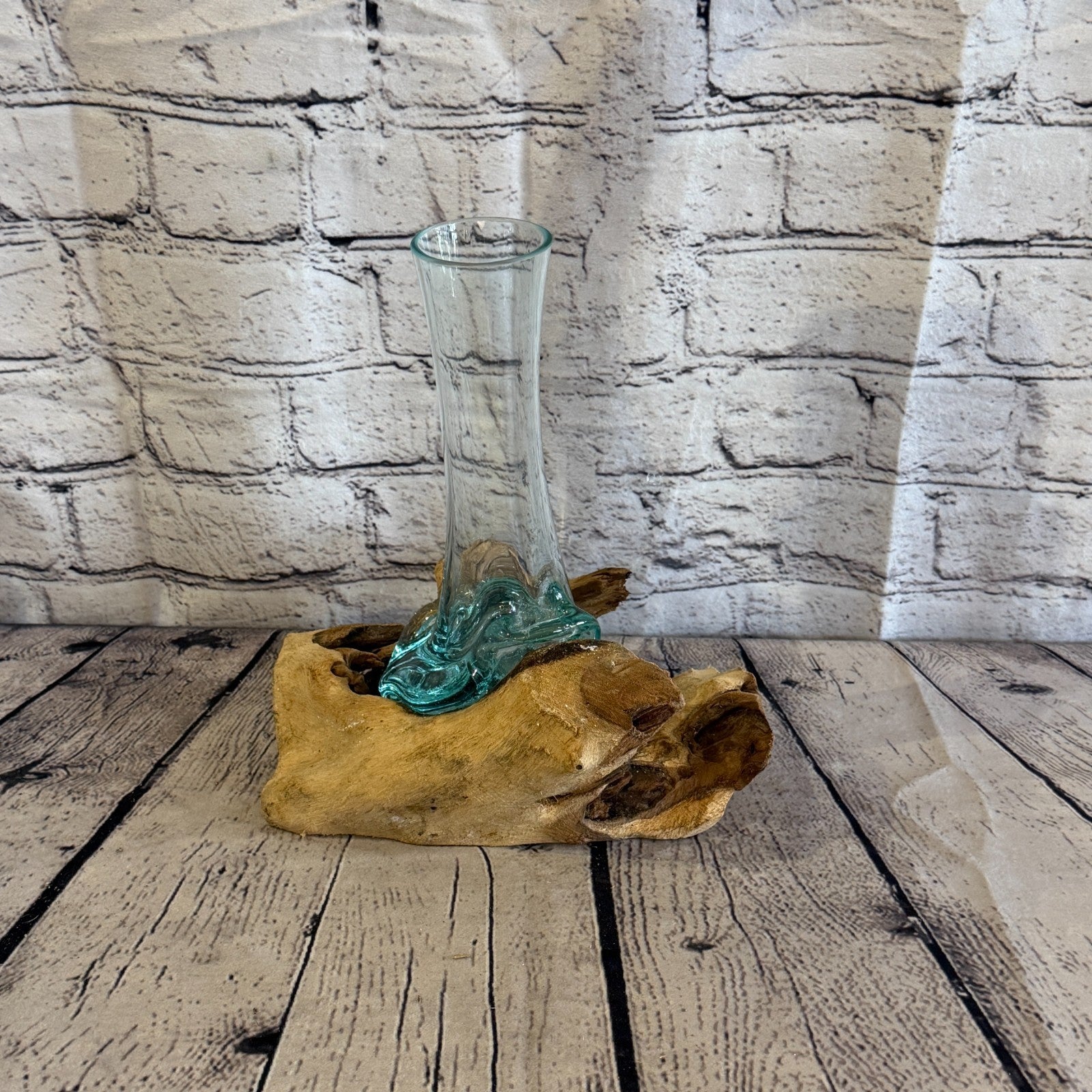 25cm Tall Vase Colour Melted Glass Wood Decorative Vase Glass Sculpture Crafted2