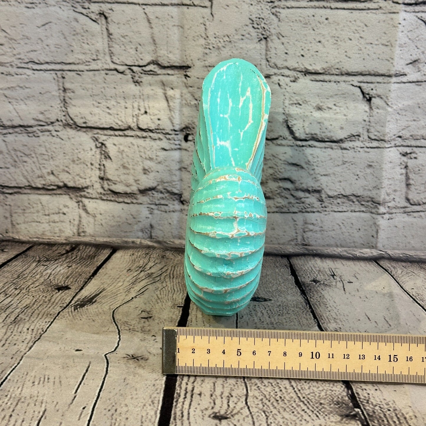 18cm Green Shabby Nautilus Shell Ornament Decor Carved Light Wood Parcel Figure8