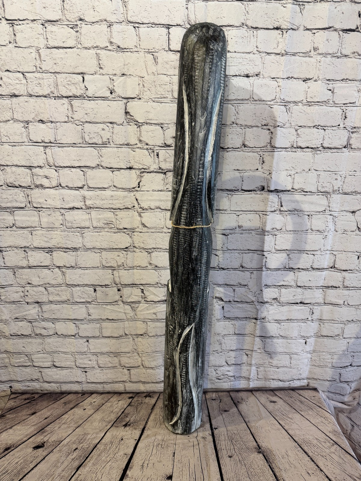 100cm Grey Wooden Shabby Dog Statue Ornament Fair Trade Handcarved4