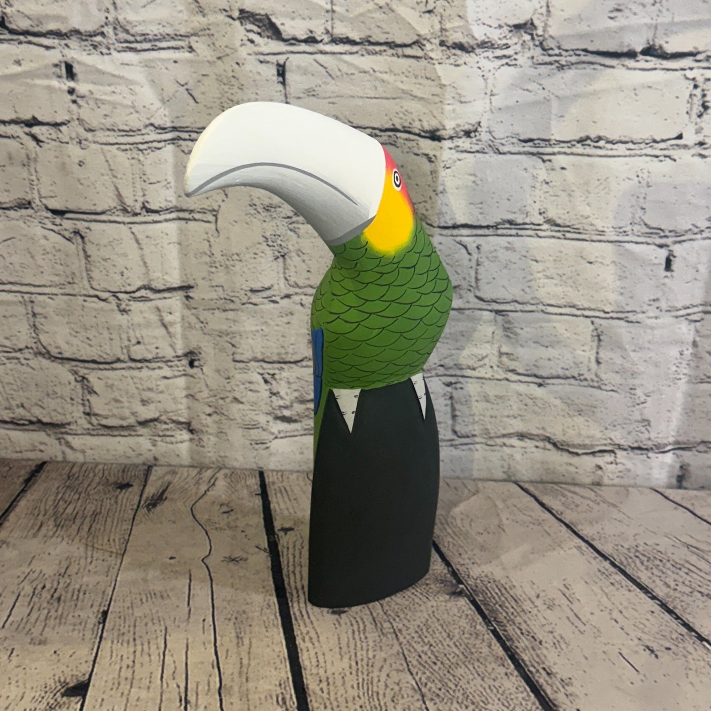 30cm Bright Green Toucan Bird Ornament Statue Fair Trade Hand Made Carved Wood2