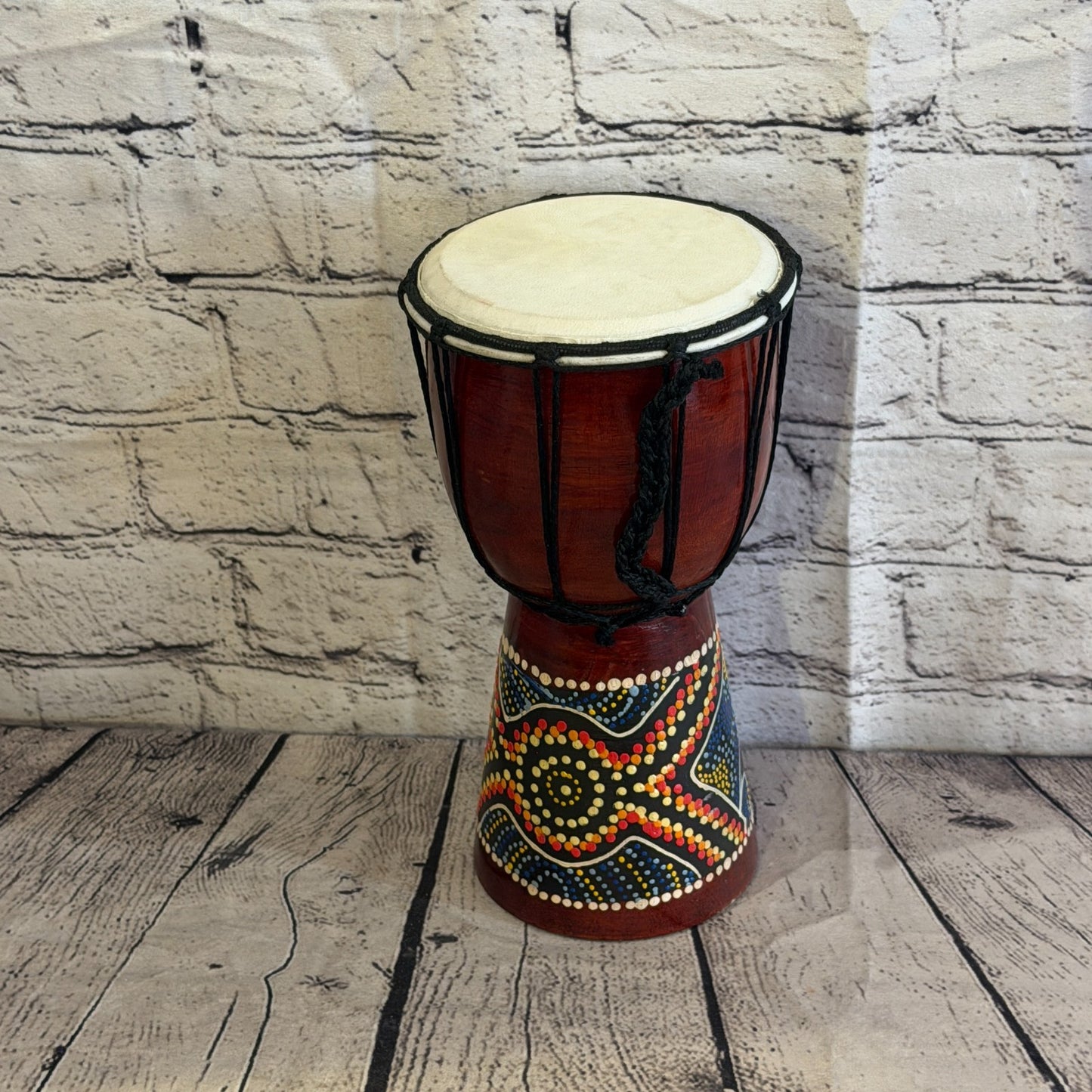 25cm Painted Djembe Drums Musical Instrument Hand Made Fair Trade Dot Painted1