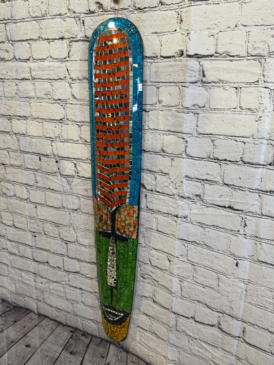 100cm Mosaic Mirror Mask Carved Painted Ethnic Tribal Wall Art Handmade Design 61