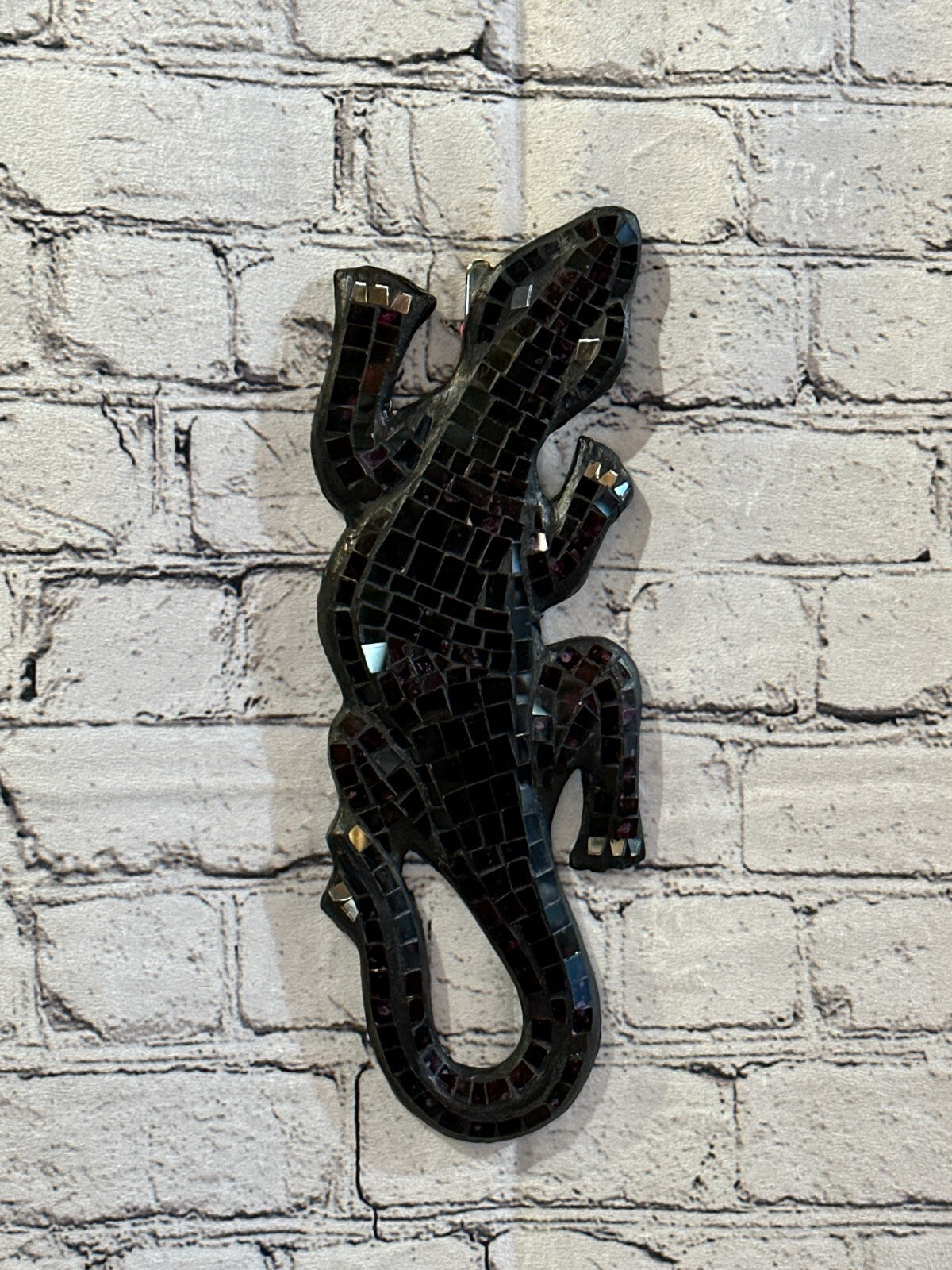 30cm Gecko Deep Purple Mosaic Wall Hanging Wooden Ornaments Wood Carving2