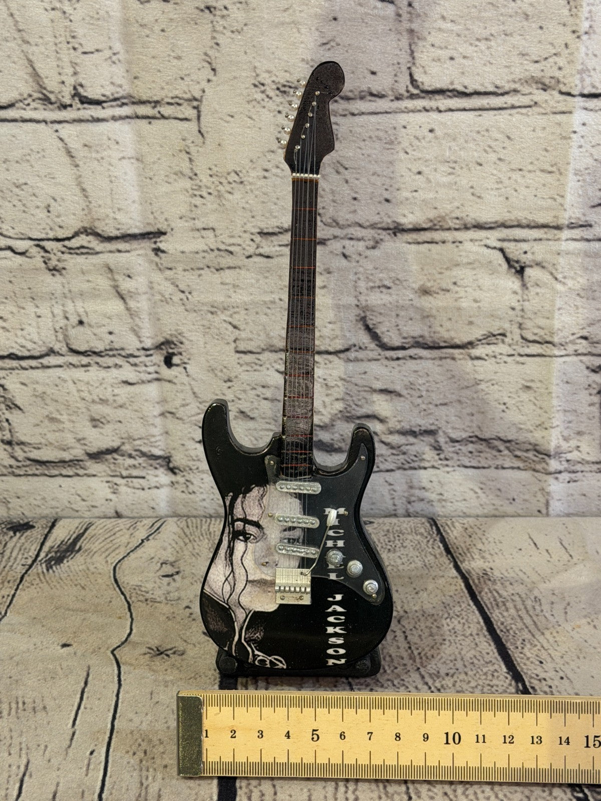Miniature 25cm Guitar Michael Jackson Guitar on Stand Band Gift Display7