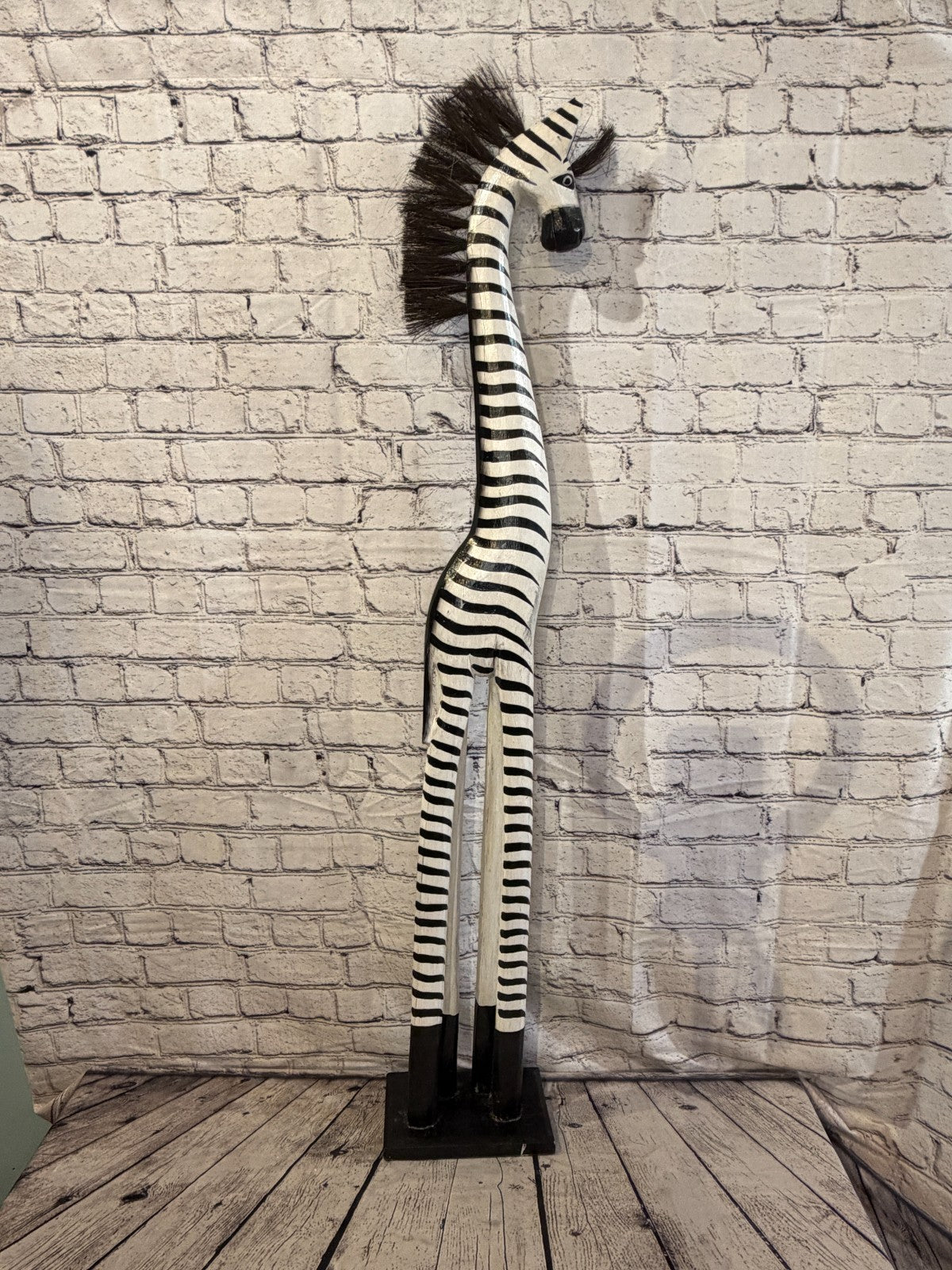 120cm Painted Wooden Zebra Standing Single Carved Solid Wood Zebra Handmade3