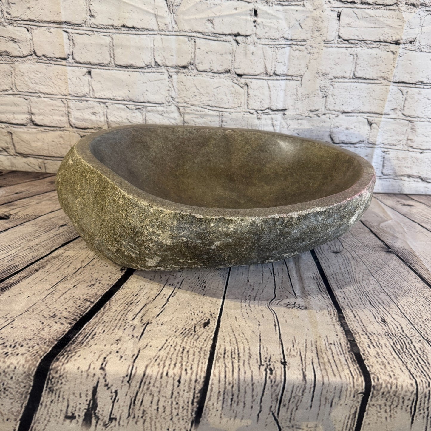 42cm x 36cm Wash Basin Bathroom Counter Top Washing River Stone Bowl Sink No 32