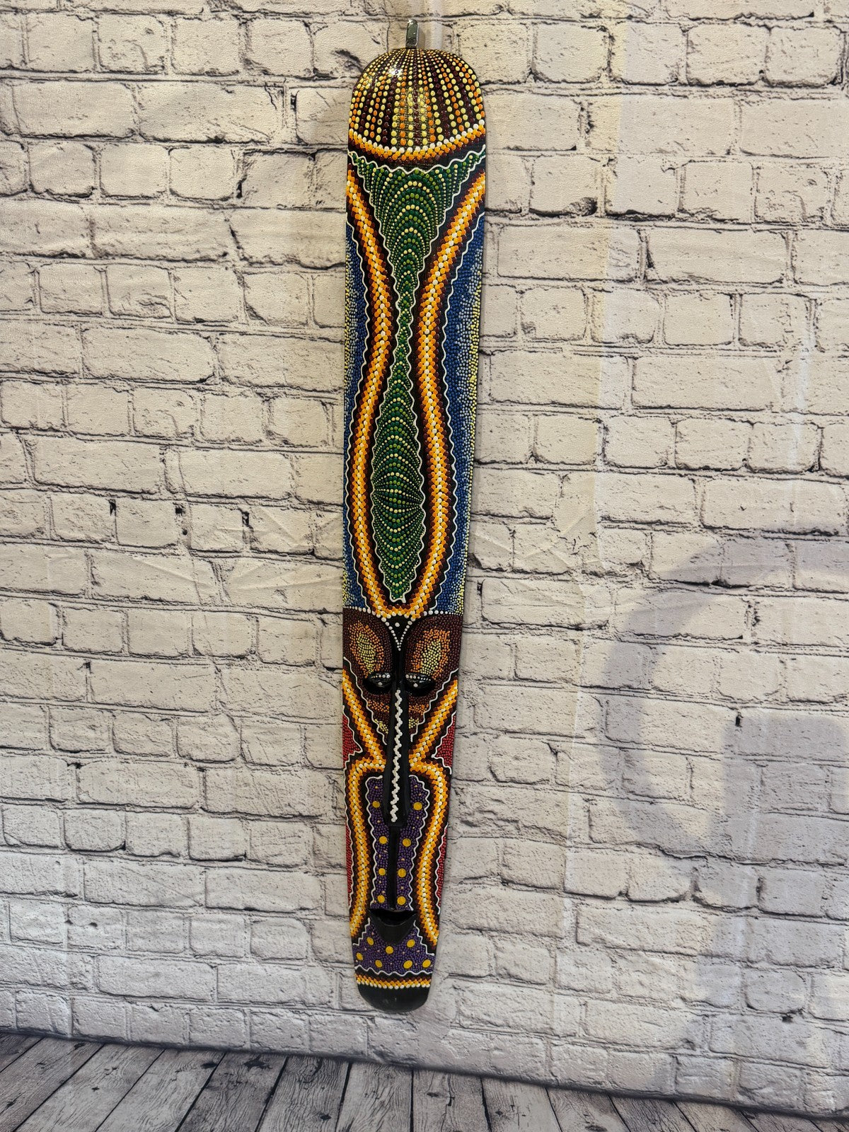 100cm Mask Carved Wooden Dot Painted Ethnic Tribal Tiki Wall Art No 3 New2