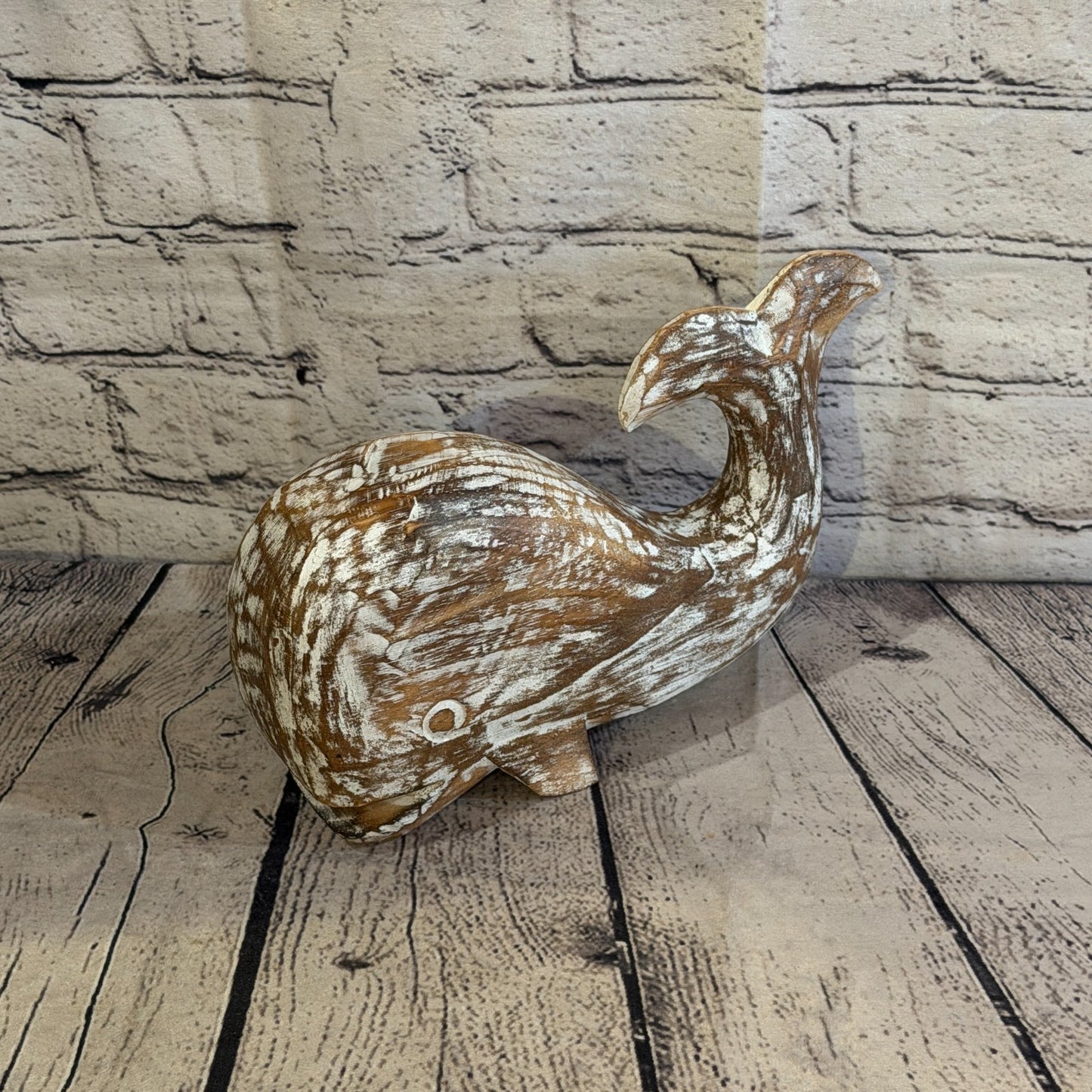25cm x 12cm Whale Brown Fish Wood Coastal Ocean Bathroom Decoration0