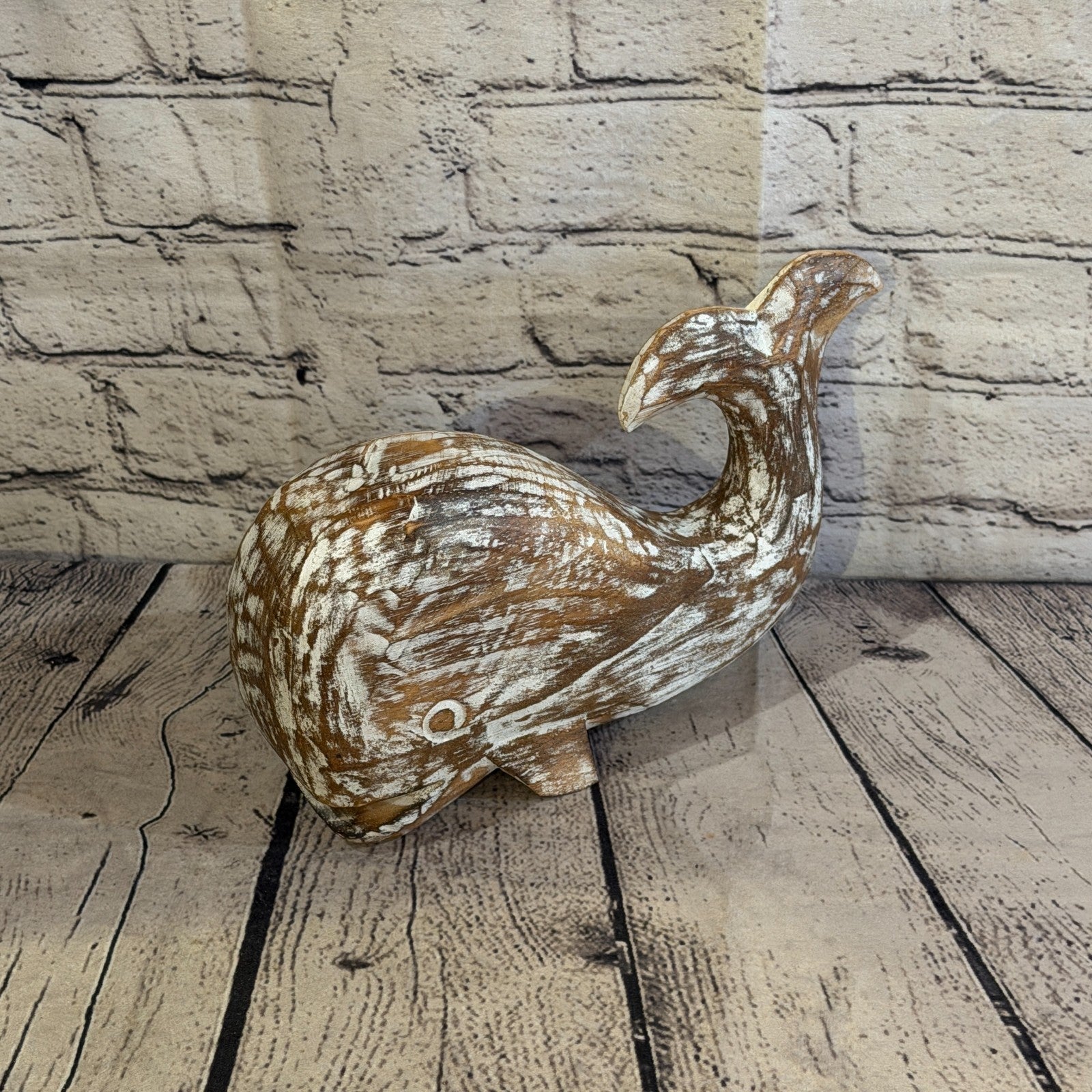 25cm x 12cm Whale Brown Fish Wood Coastal Ocean Bathroom Decoration0