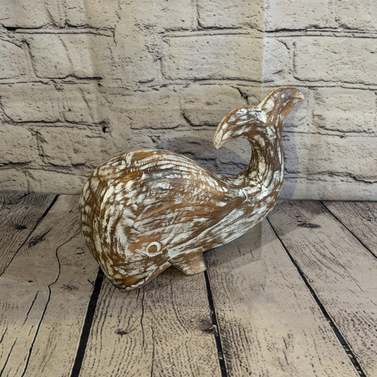 25cm x 12cm Whale Brown Fish Wood Coastal Ocean Bathroom Decoration0