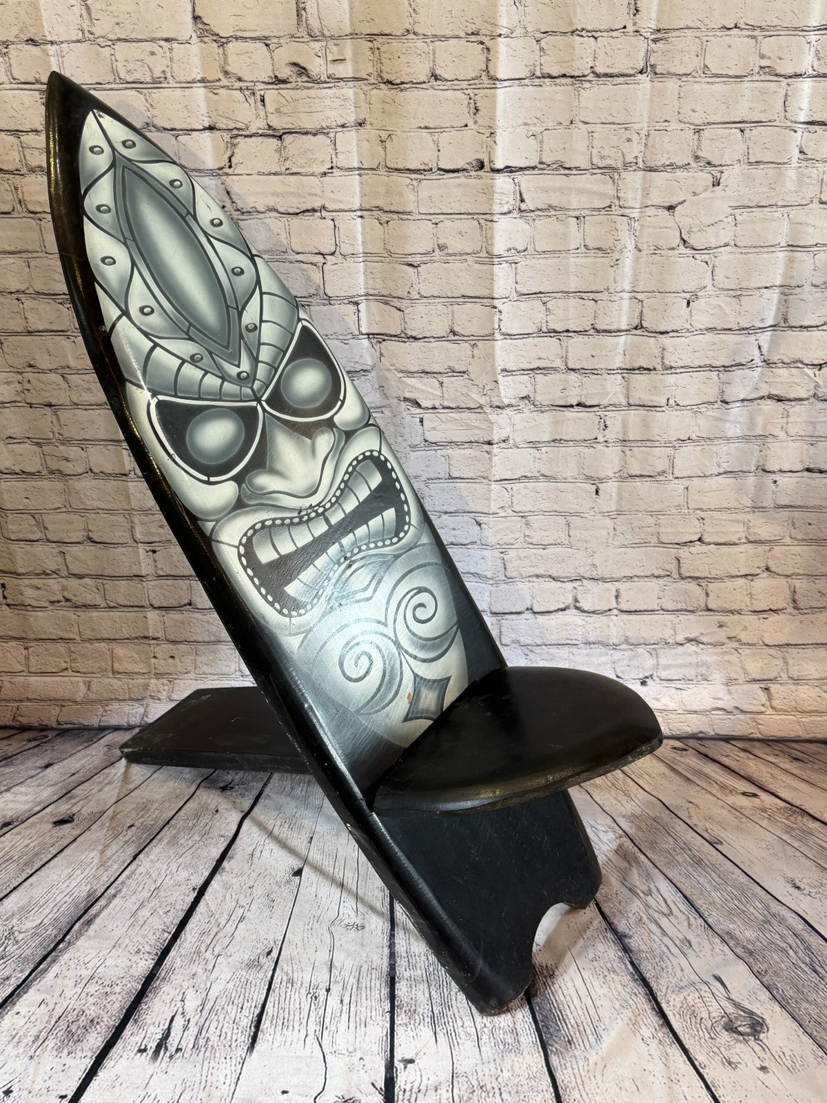 120cm Tiki Surf Board Shape African Birthing Chair Hand Carved Wooden Tribal2