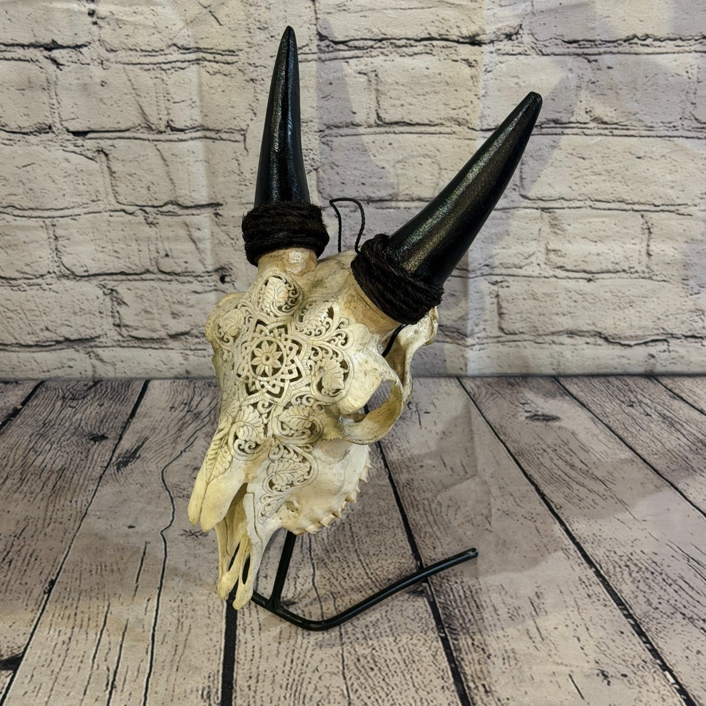 30cm Carved Buffalo Ram Wild Replica Skulls Wall Hanging Carved Stand Design 56