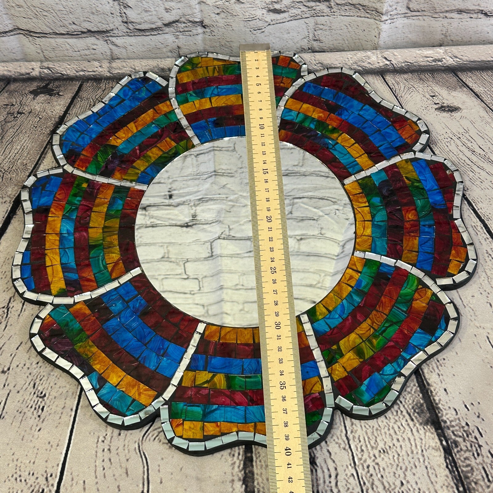 Rainbow Black Flower Mosaic Tile Wall Mirror 40cm x 40cm 16 Inches Handmade New5