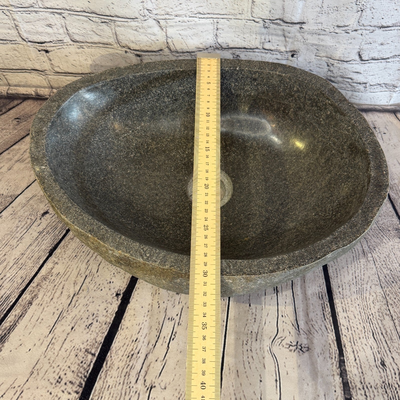 41cm x 30cm Wash Basin Bathroom Counter Top Washing River Stone Bowl Sink No 108