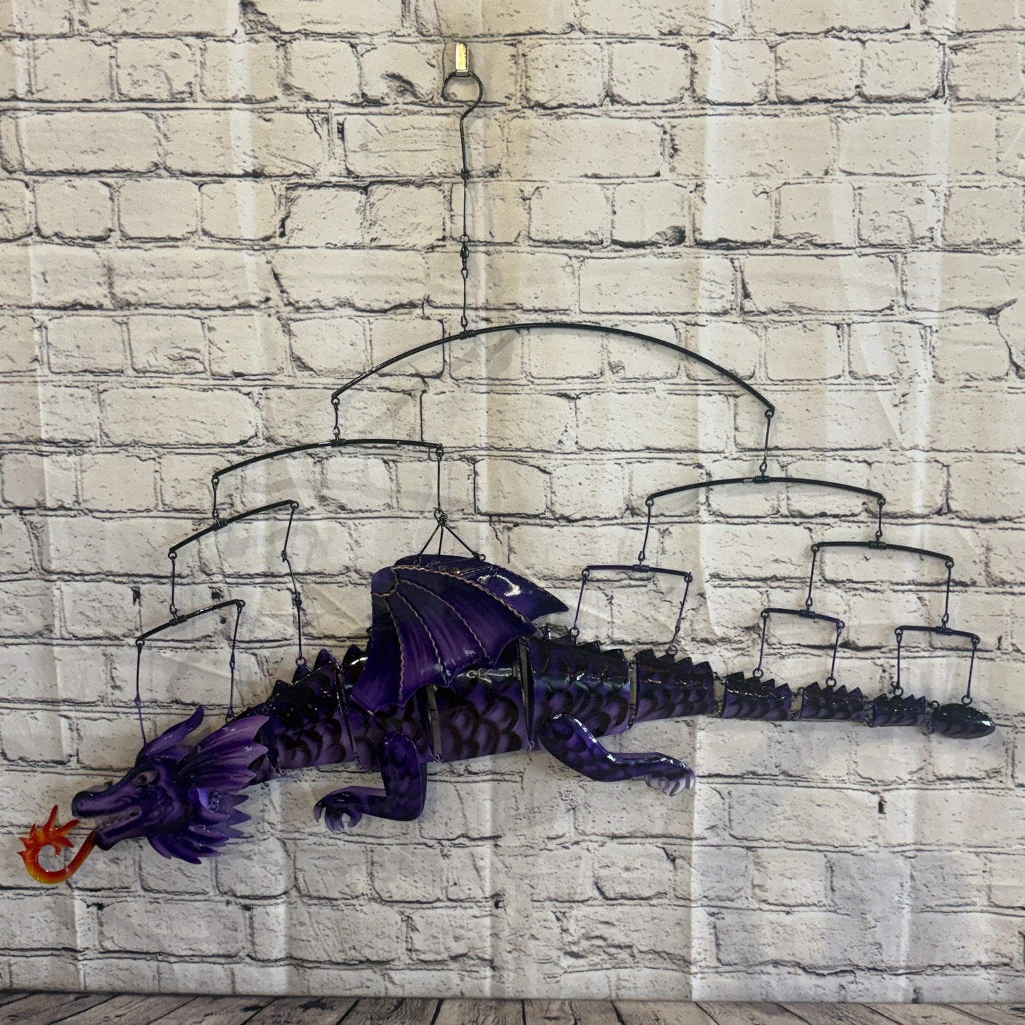 100cm x 50cm Purple Metal Dragon Wall Art Dragon Sculpture Metal Wall Hanging0