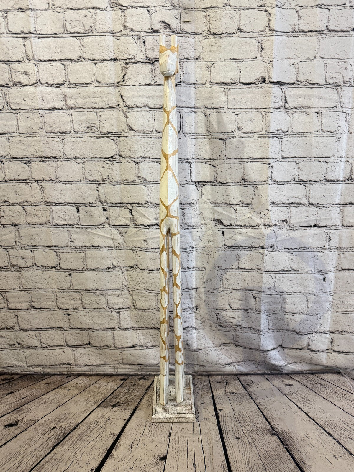80cm White Dot Wooden Giraffe Standing Single Carved Solid Wood Giraffe Handmade1