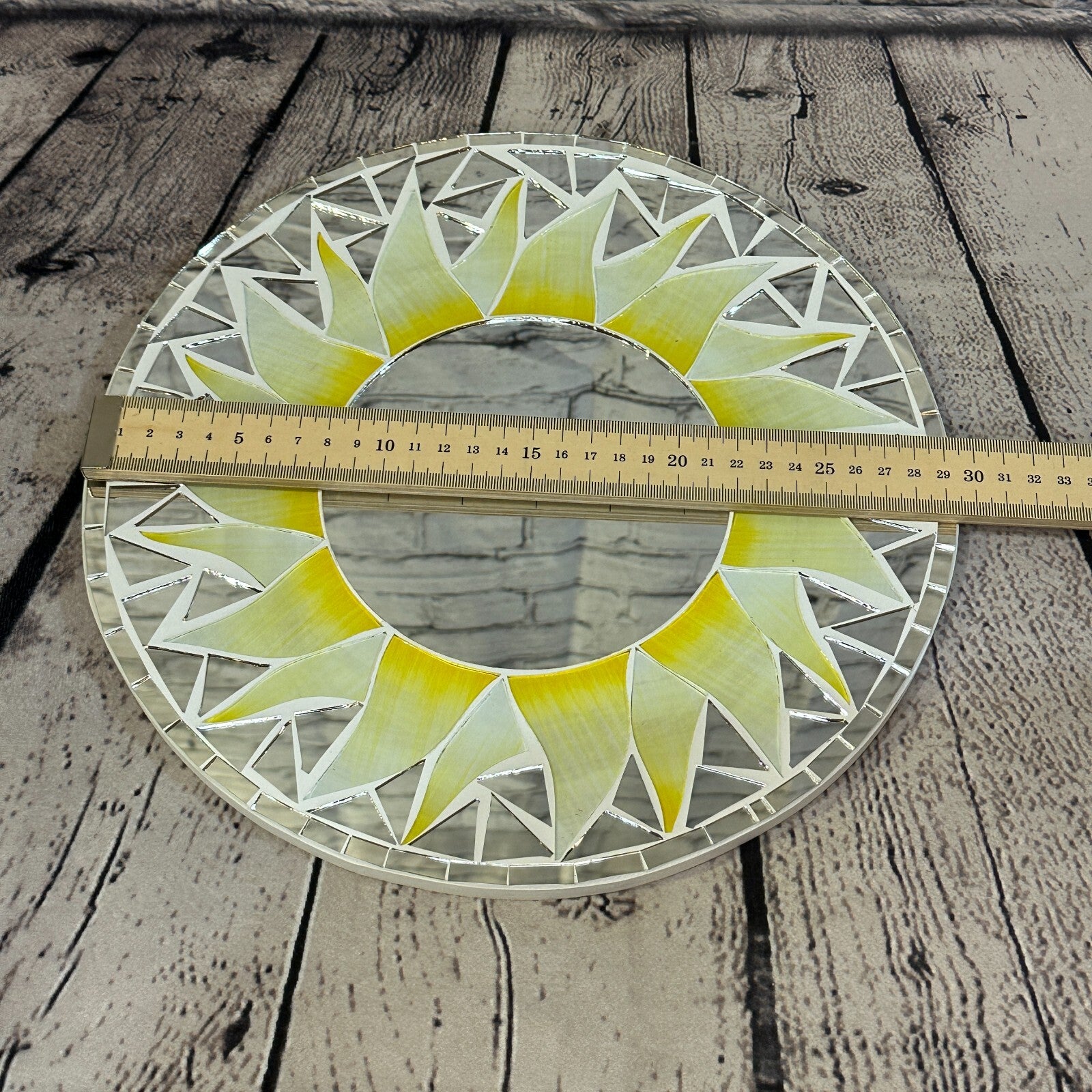 White Sun Flame Mosaic Tile Wall Mirror 30cm x 30cm 12 Inches3