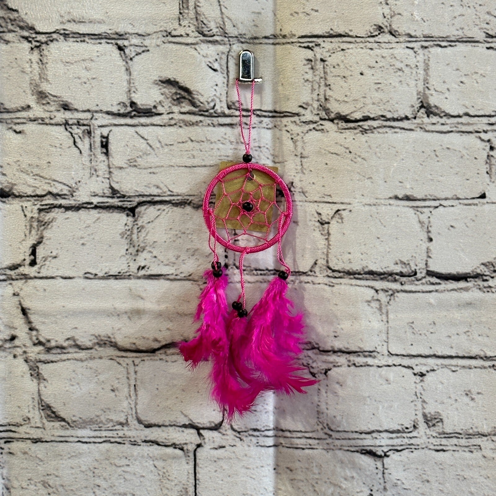 Pink Naturals Handmade Dream Catcher Feather Beads Ring For Home Car Décor0