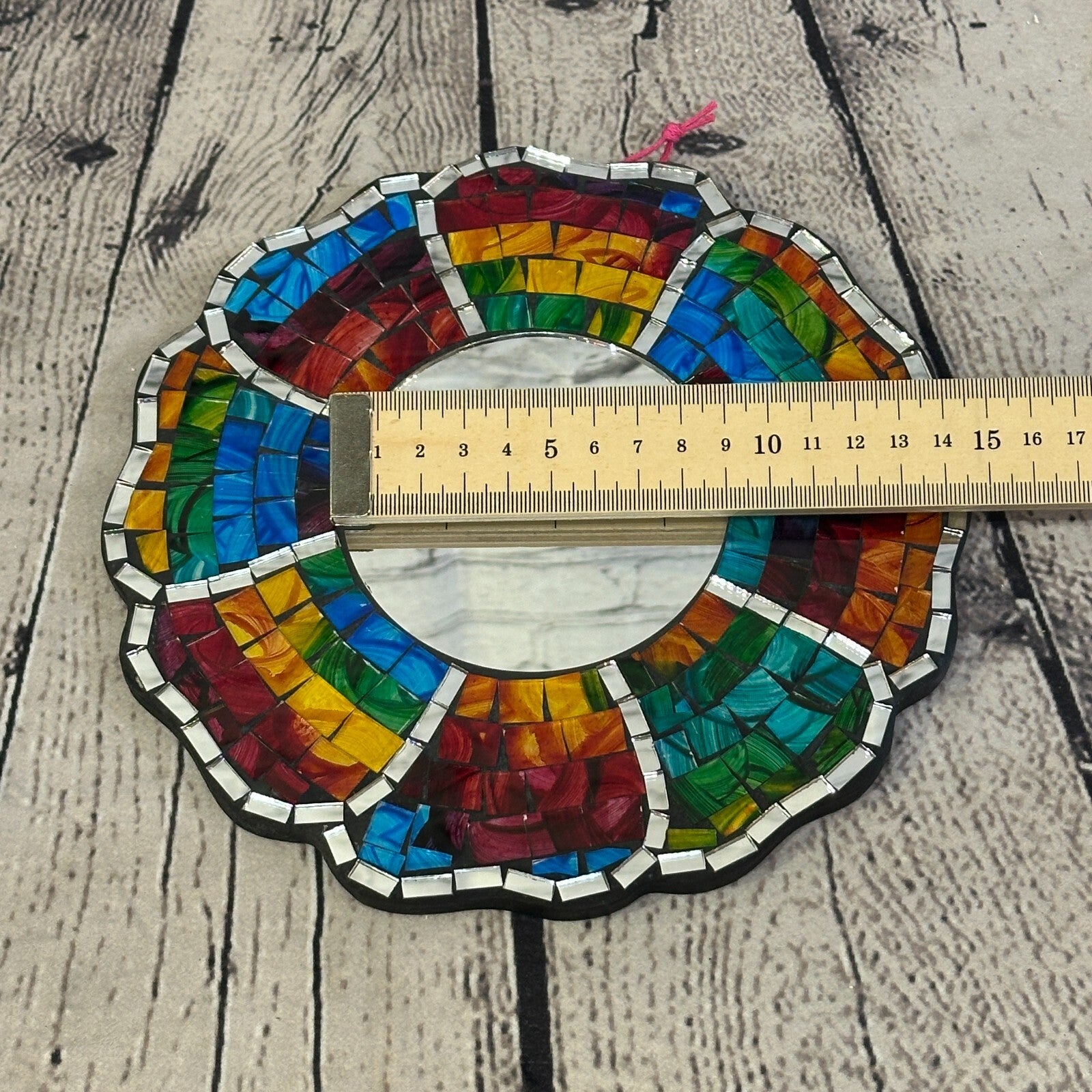 Rainbow Black Flower Mosaic Tile Wall Mirror 20cm x 20cm 8 Inches Handmade New6