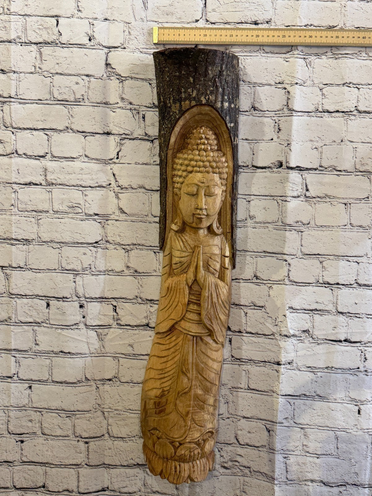 Thai Buddha 80cm Hand Carved Wizard Tree Trunk Wood Fairtrade3