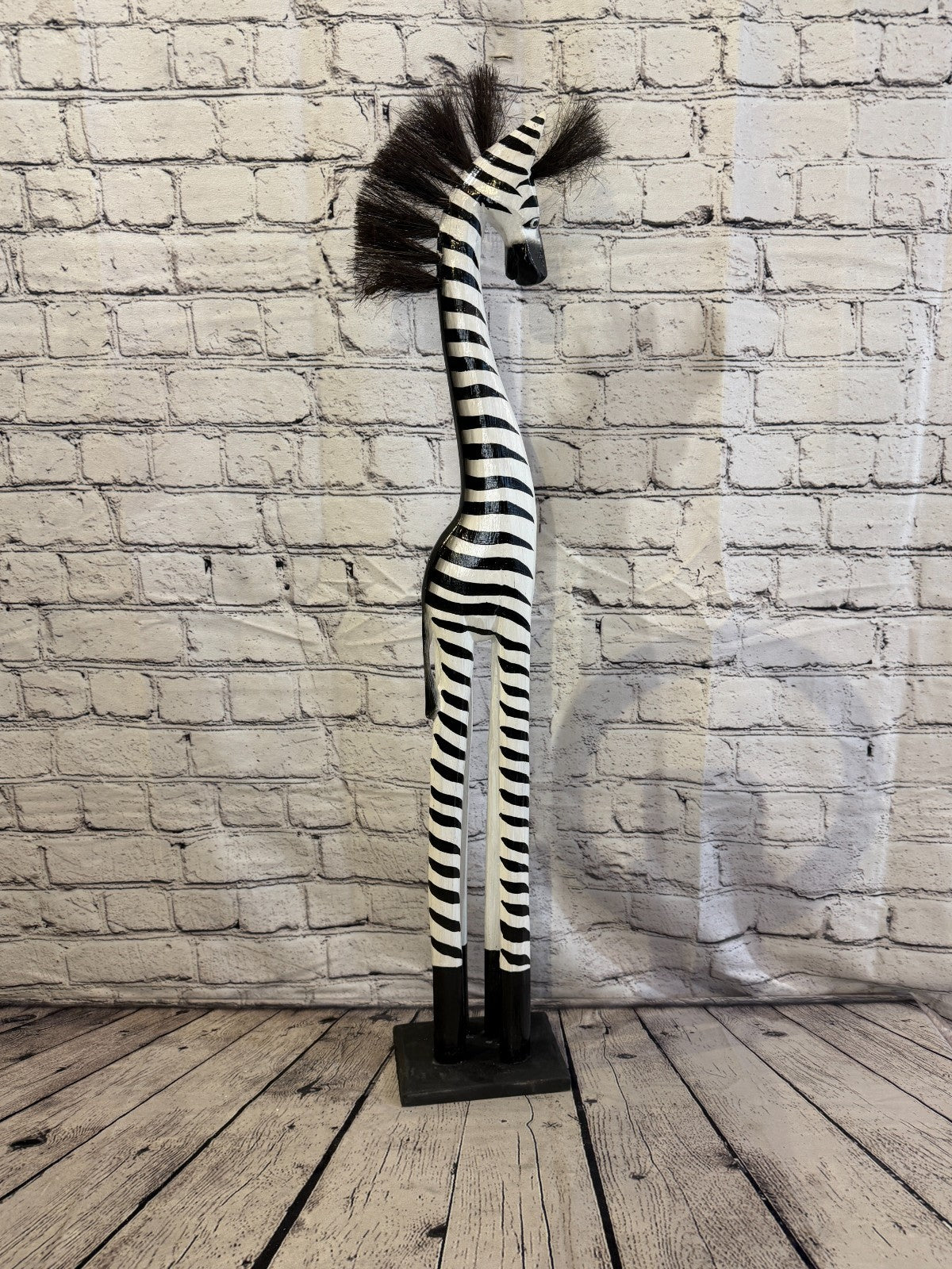 80cm Painted Wooden Zebra Standing Single Carved Solid Wood Zebra Handmade3