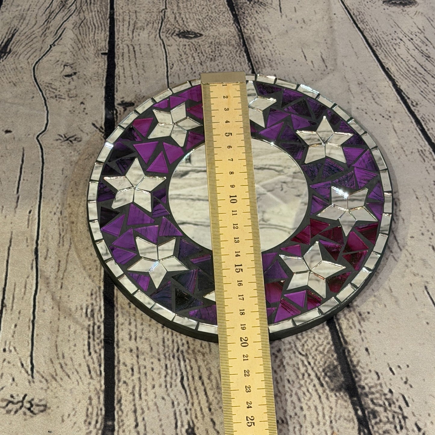 Purple Star Black Mosaic Tile Wall Mirror 20cm x 20cm 8 Inches Handmade4